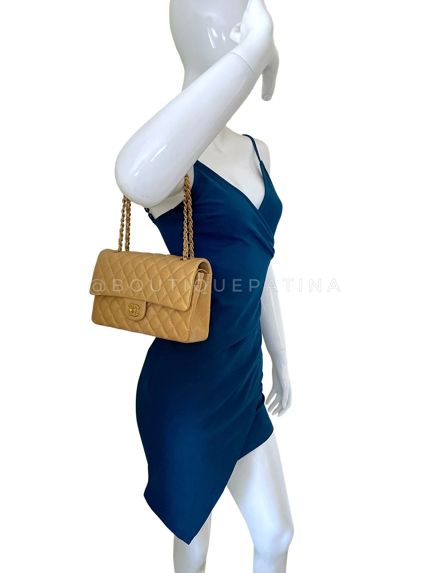 Chanel 2014 Gold Caviar Medium Classic Double Flap Bag Brushed GHW 4Z7 - Image 14