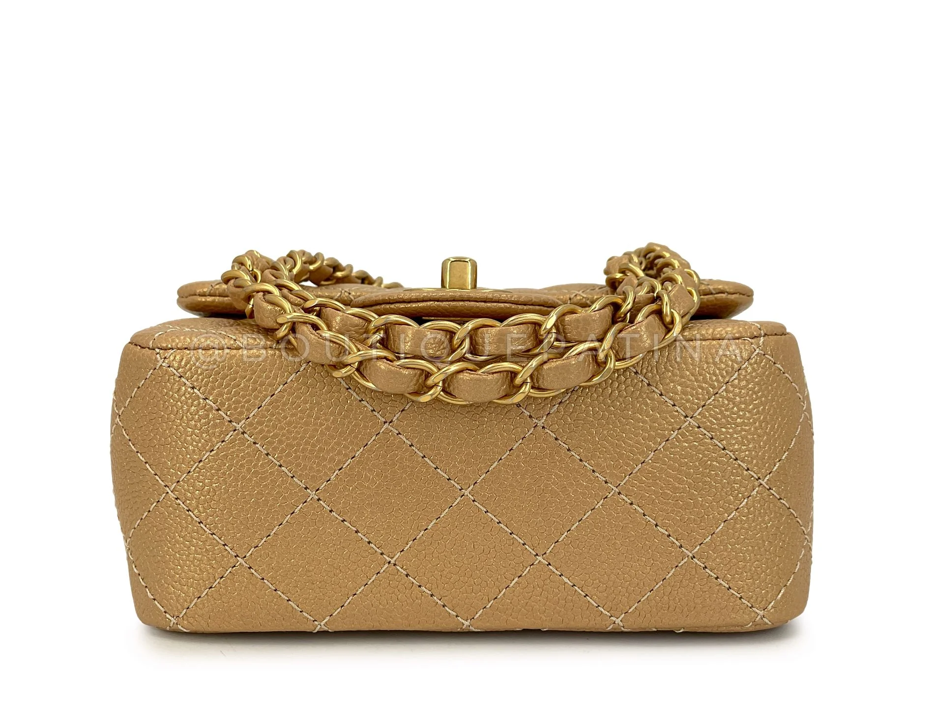 Chanel 2014 Gold Caviar Square Mini Flap Bag GHW 64P - Image 6