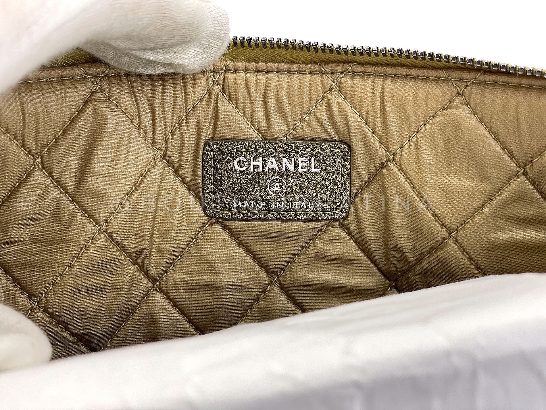 Chanel 2015 Orylag Fur Aged Gold Pewter O Case Clutch Bag RHW S4U - Image 5
