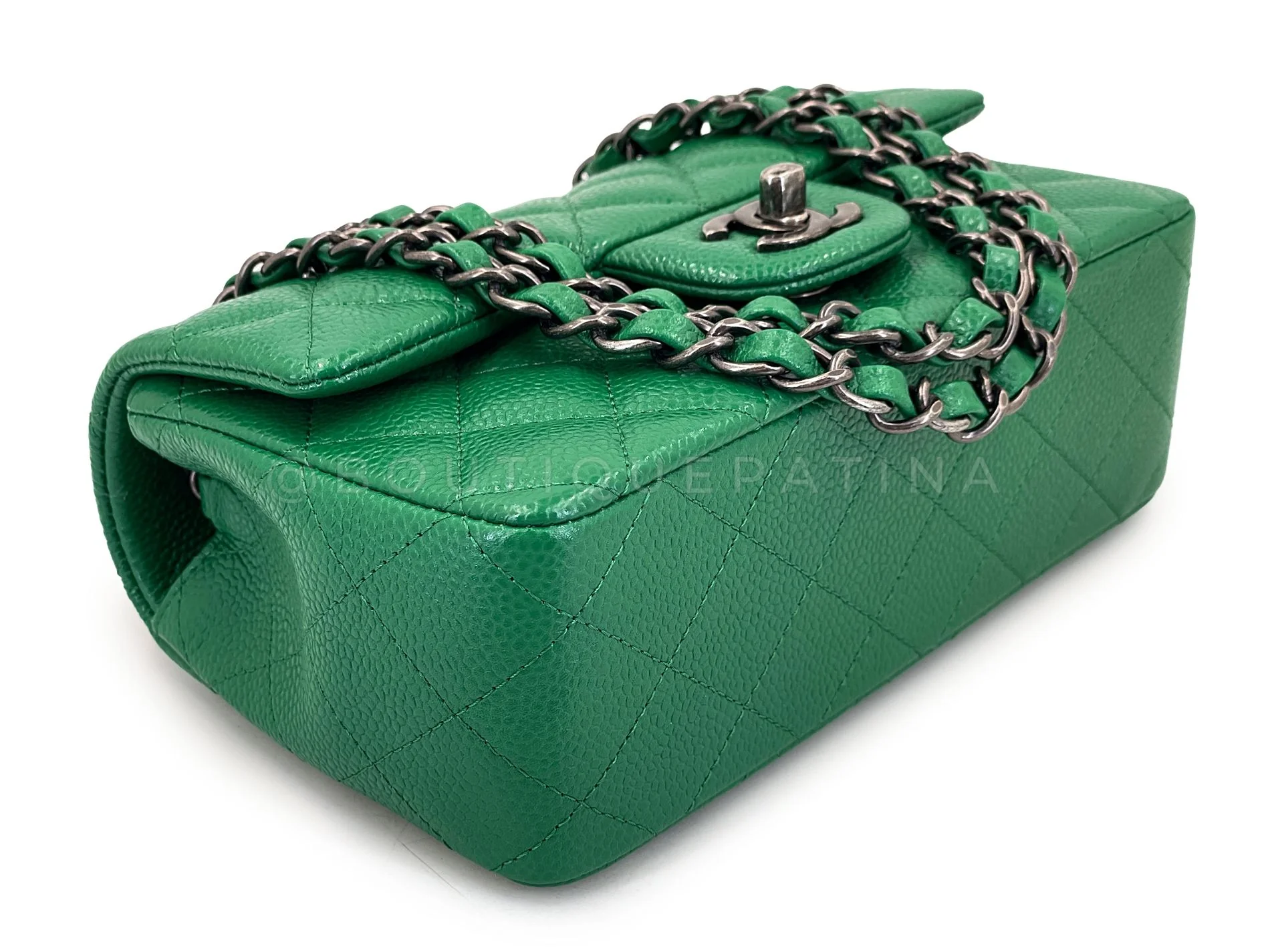 Chanel 16C Green Caviar Mini Rectangular Flap Bag RHW XKK - Image 7