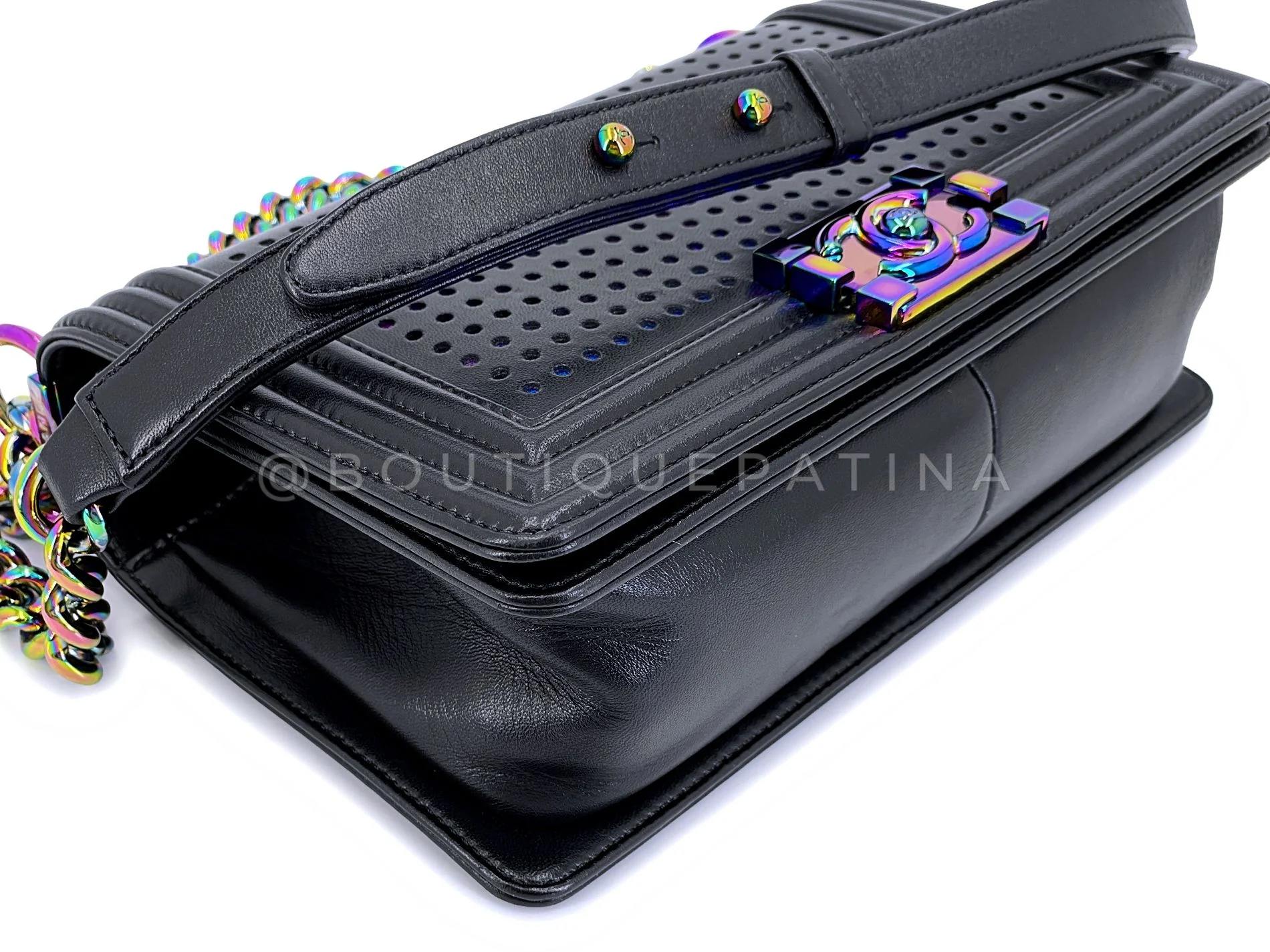 Chanel 2017 Black LED Boy Flap Bag Rainbow HW Medium TQK - Image 8