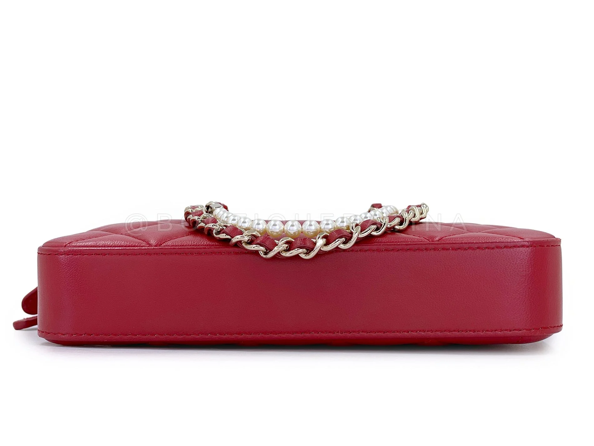 Chanel 2017 Red Fantasy Pearl Double Zip Clutch on Chain Crossbody Bag - Image 7