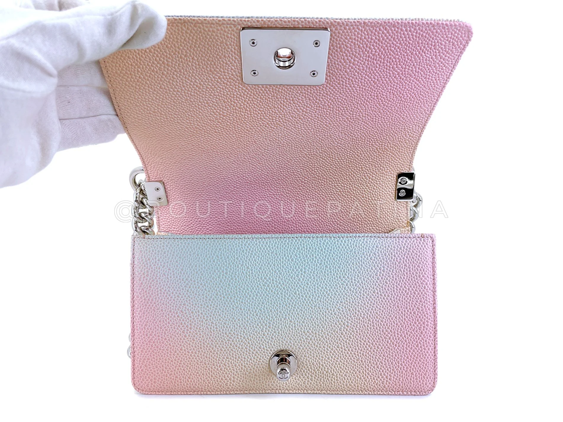 Chanel 2018 Pastel Rainbow Caviar Small Boy Flap Bag SHW L45 - Image 10