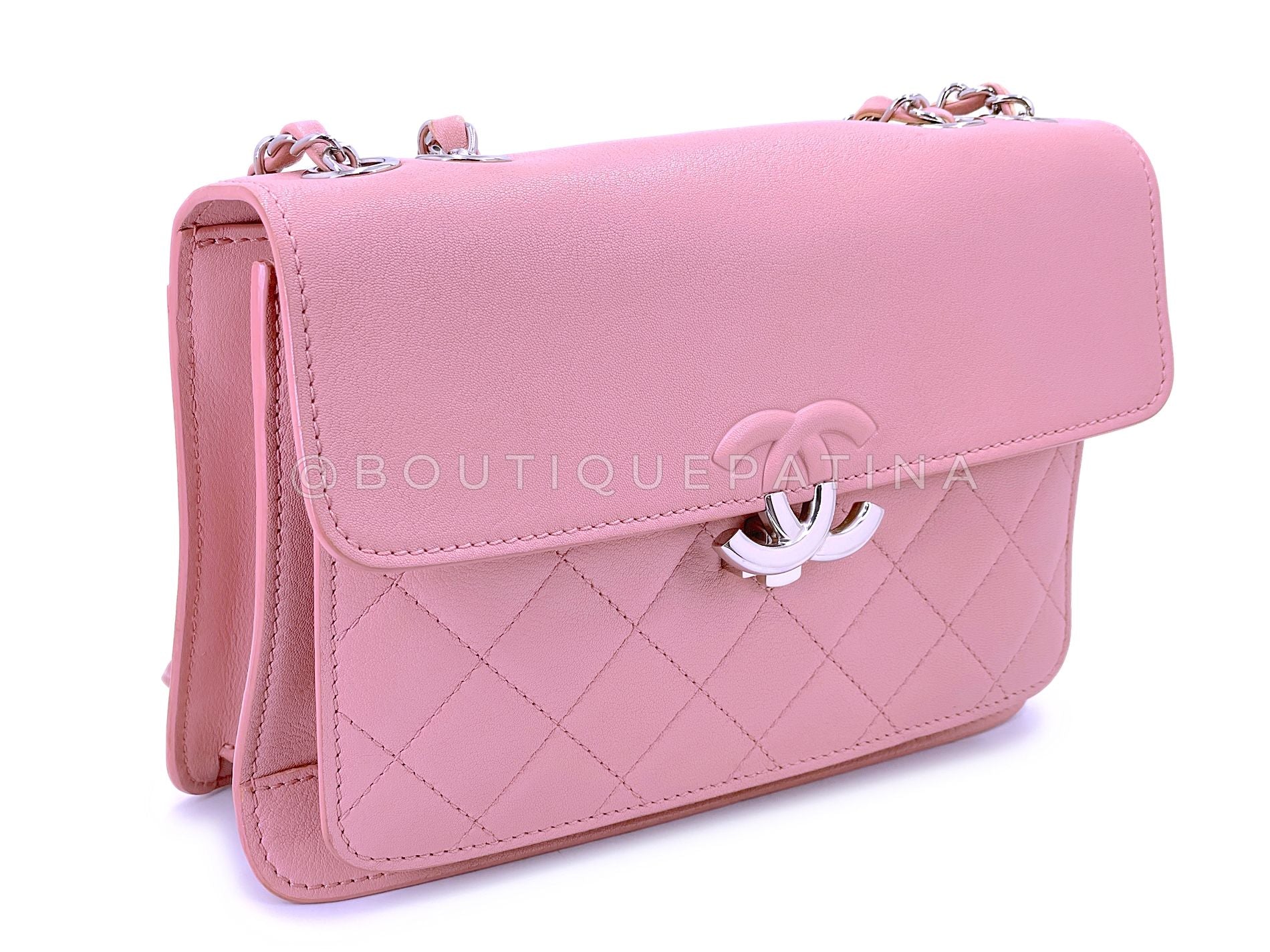 Chanel 2018 Pink CC Goatskin Flap Bag SHW NHS - Image 3