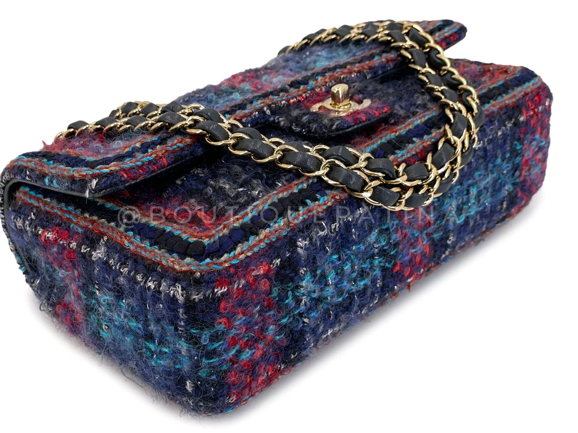 Chanel 2018 Tweed Medium Classic Double Flap Bag GHW YDW - Image 7