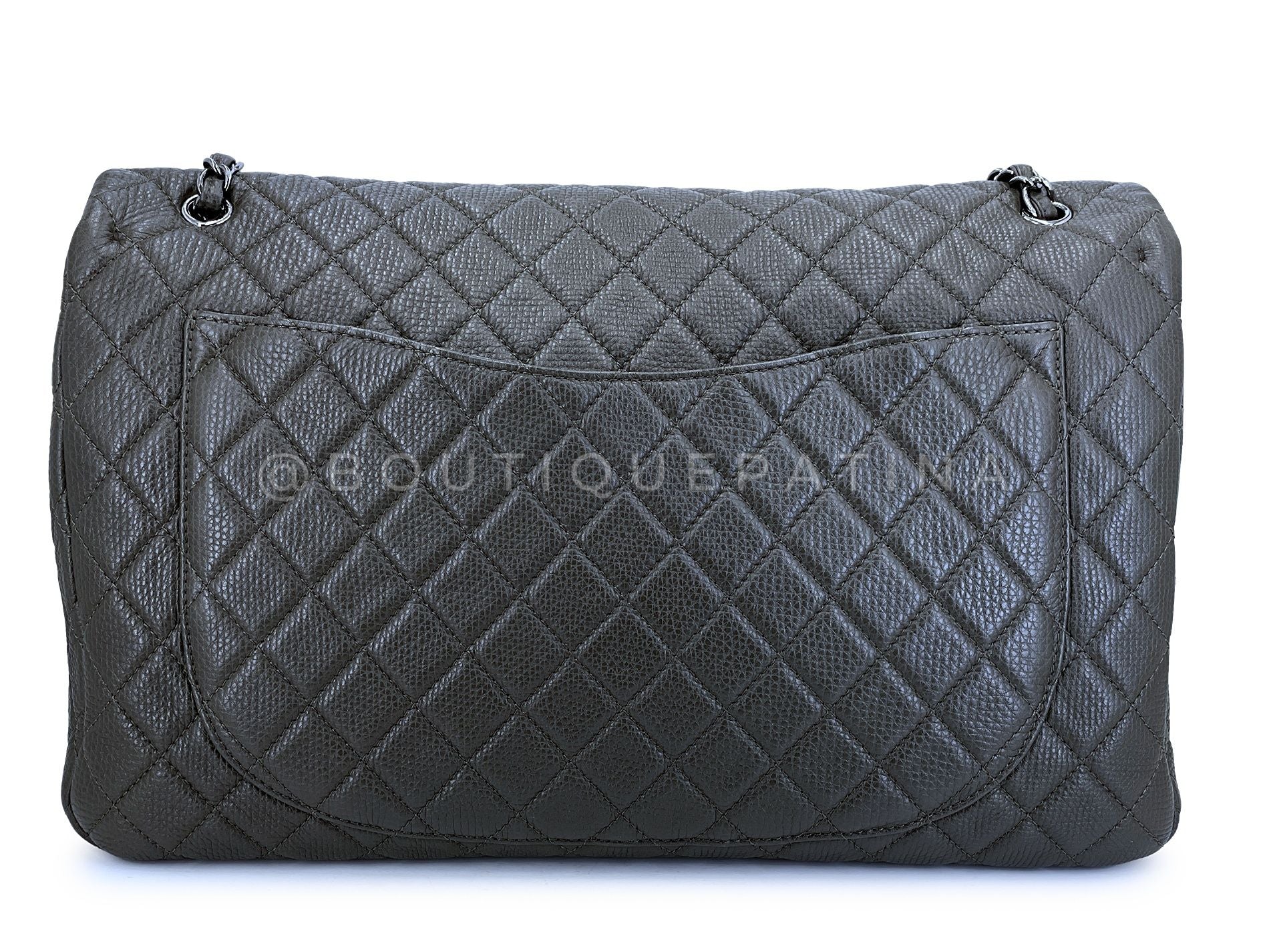 Chanel 2019 Large Airlines XXL Flap Bag Maxi Charcoal Gray V67 - Image 5