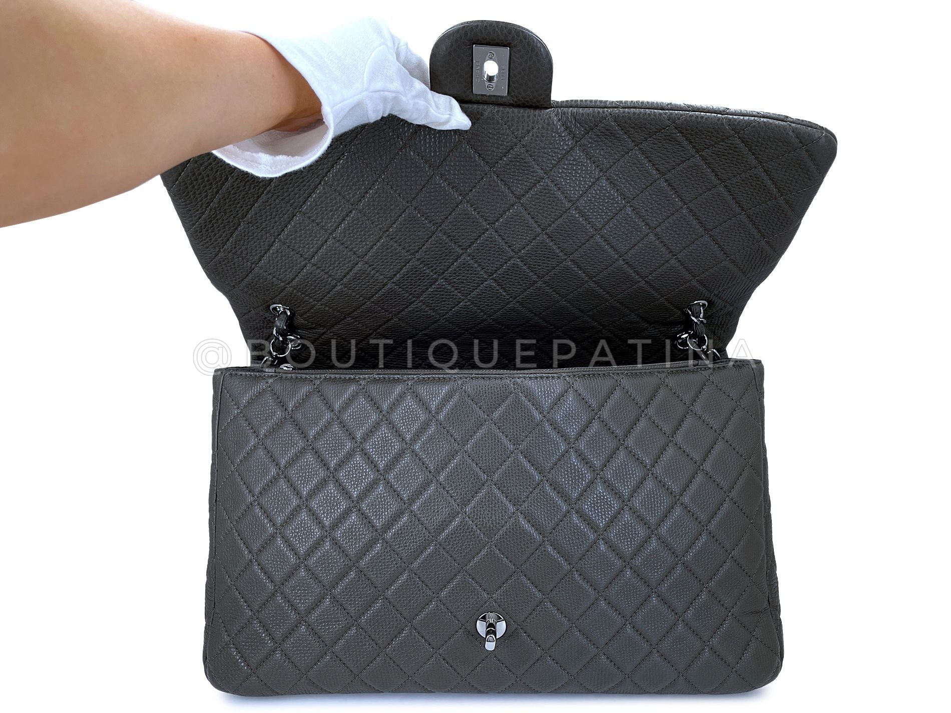 Chanel 2019 Large Airlines XXL Flap Bag Maxi Charcoal Gray V67 - Image 9