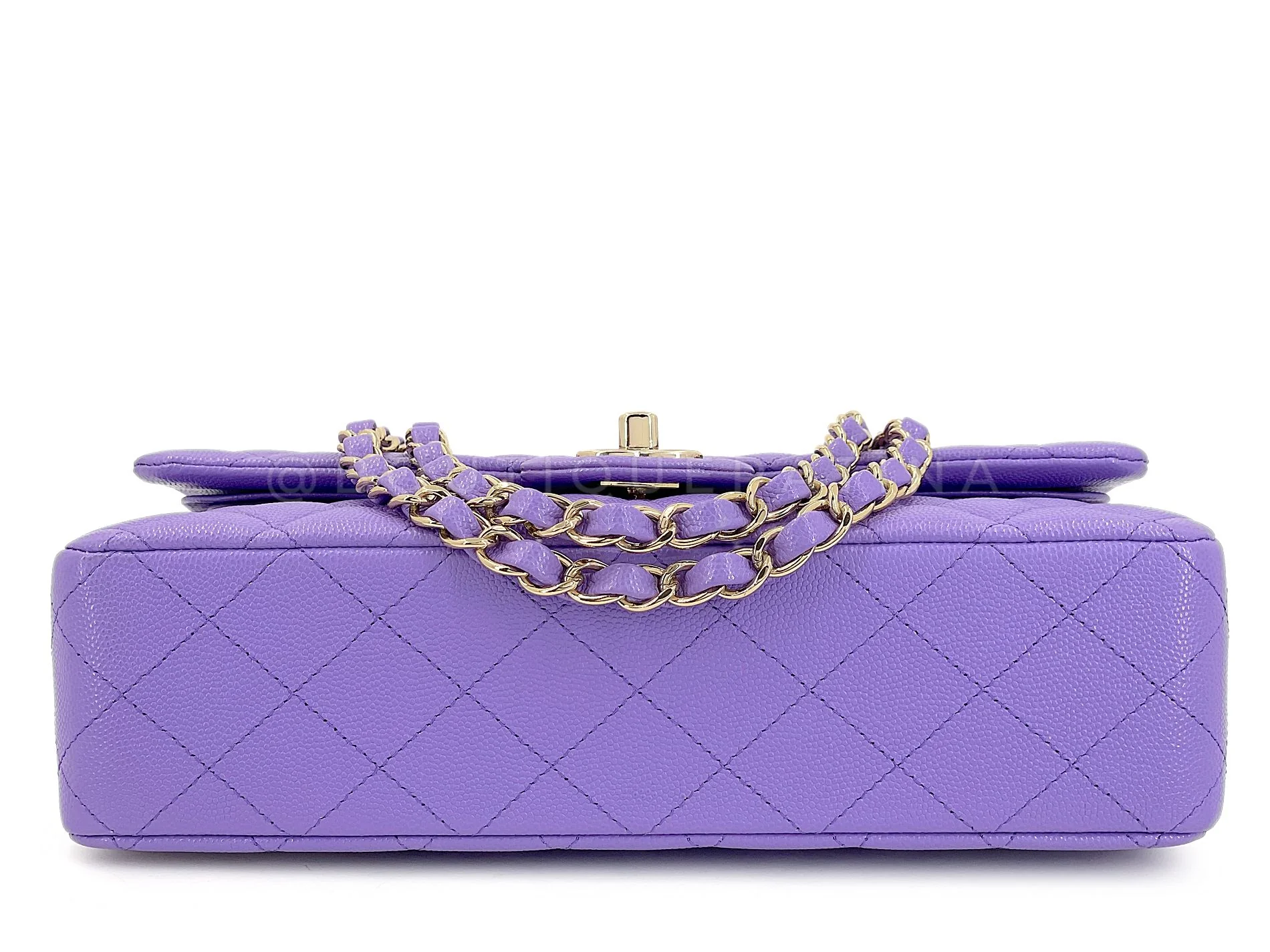 Chanel 2020 Lilac Lavender Violet Medium Caviar Classic Double Flap Bag GHW 8TX - Image 6