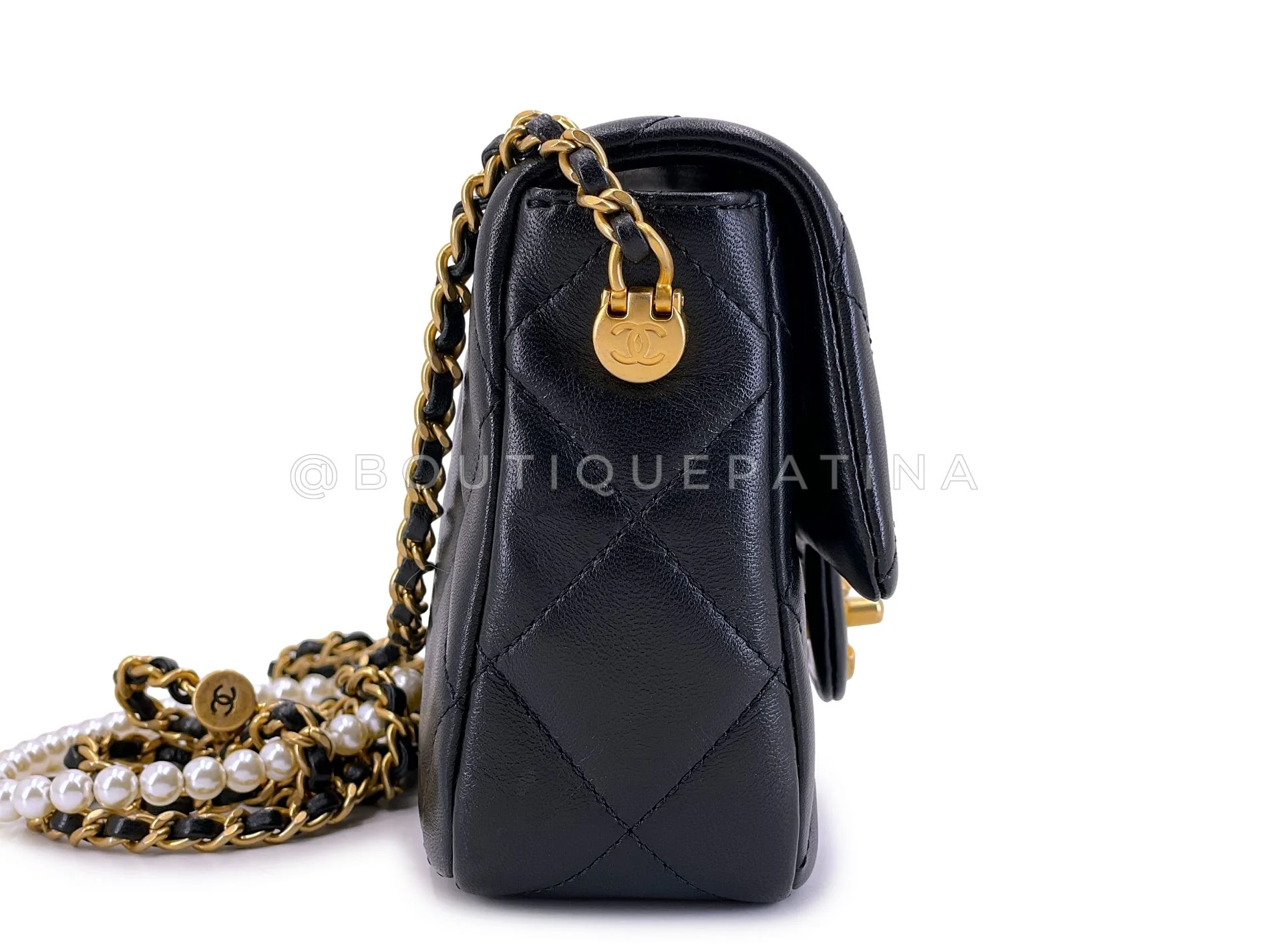 Chanel 2021 Black Mini Flap My Perfect Pearl Chain Bag GHW X4O - Image 4