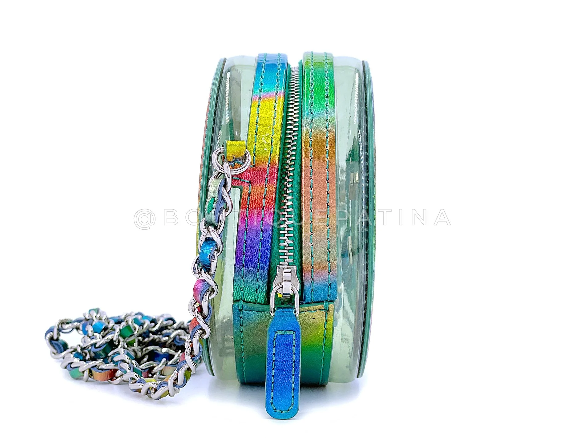 Chanel 20C Round Filigree Clutch Rainbow Crossbody Bag SHW PD6 - Image 4