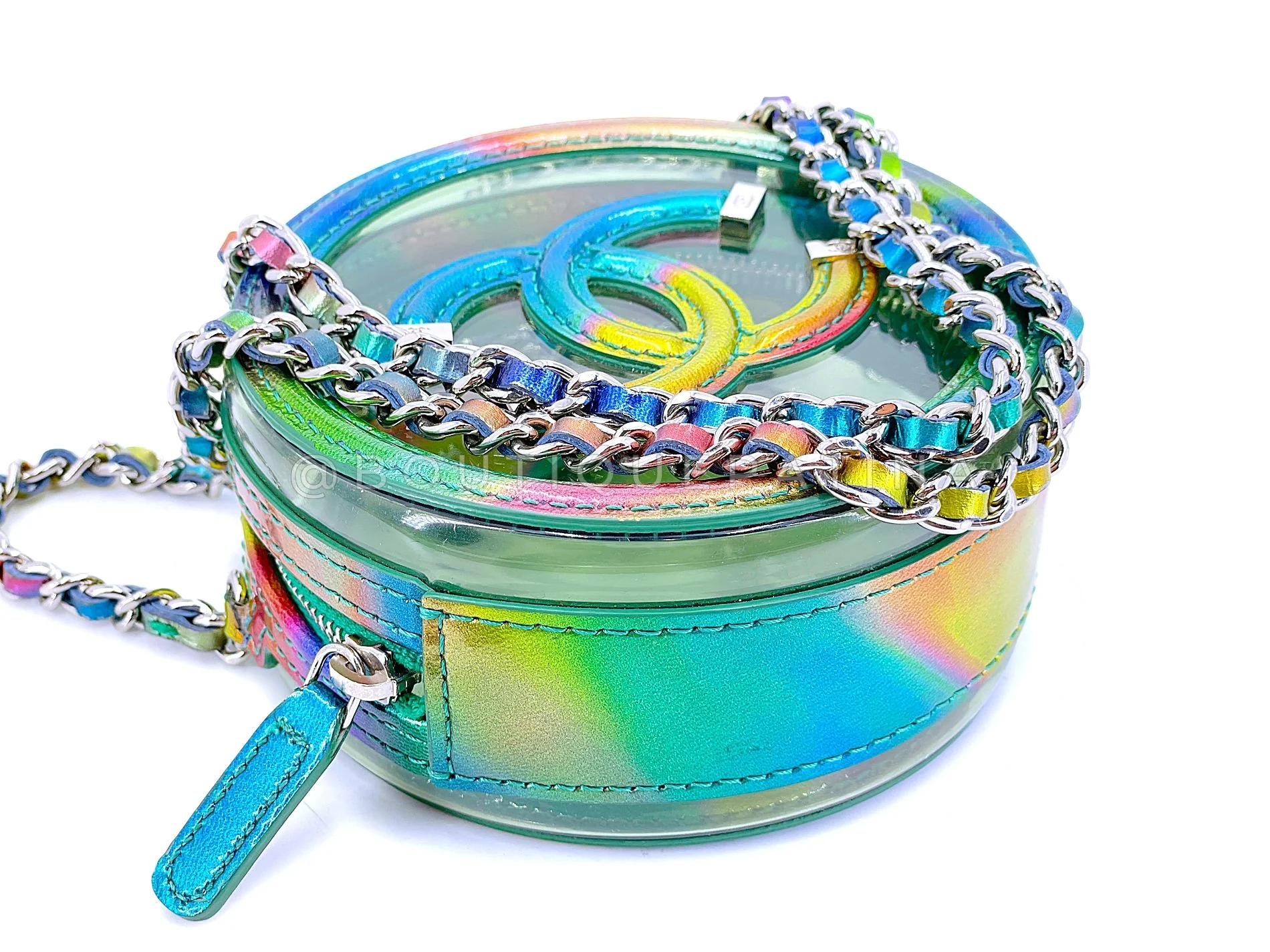 Chanel 20C Round Filigree Clutch Rainbow Crossbody Bag SHW PD6 - Image 7