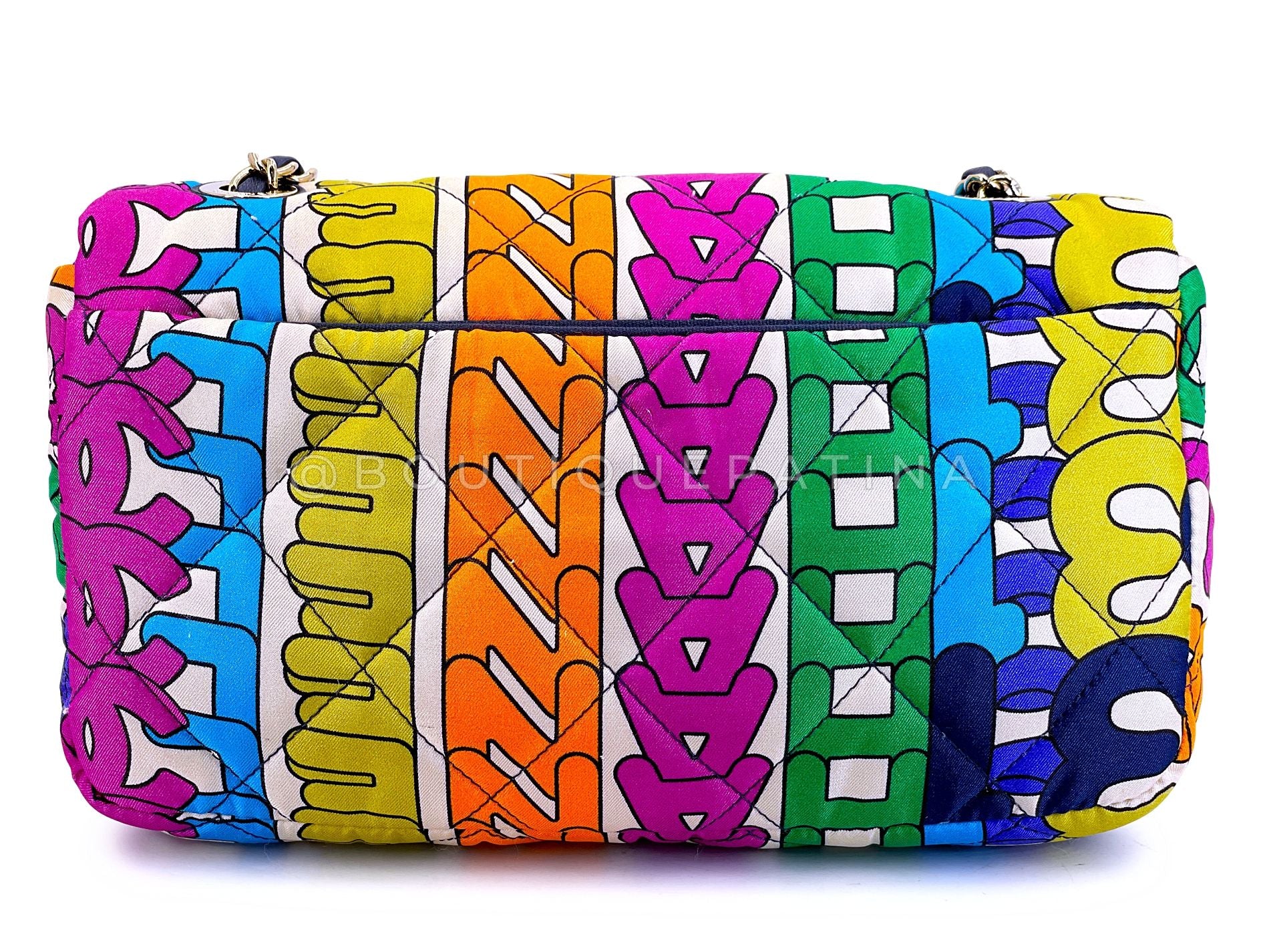 Chanel 21K Rainbow Letter Quilted Logo Flap Bag GHW RN0 - Image 5