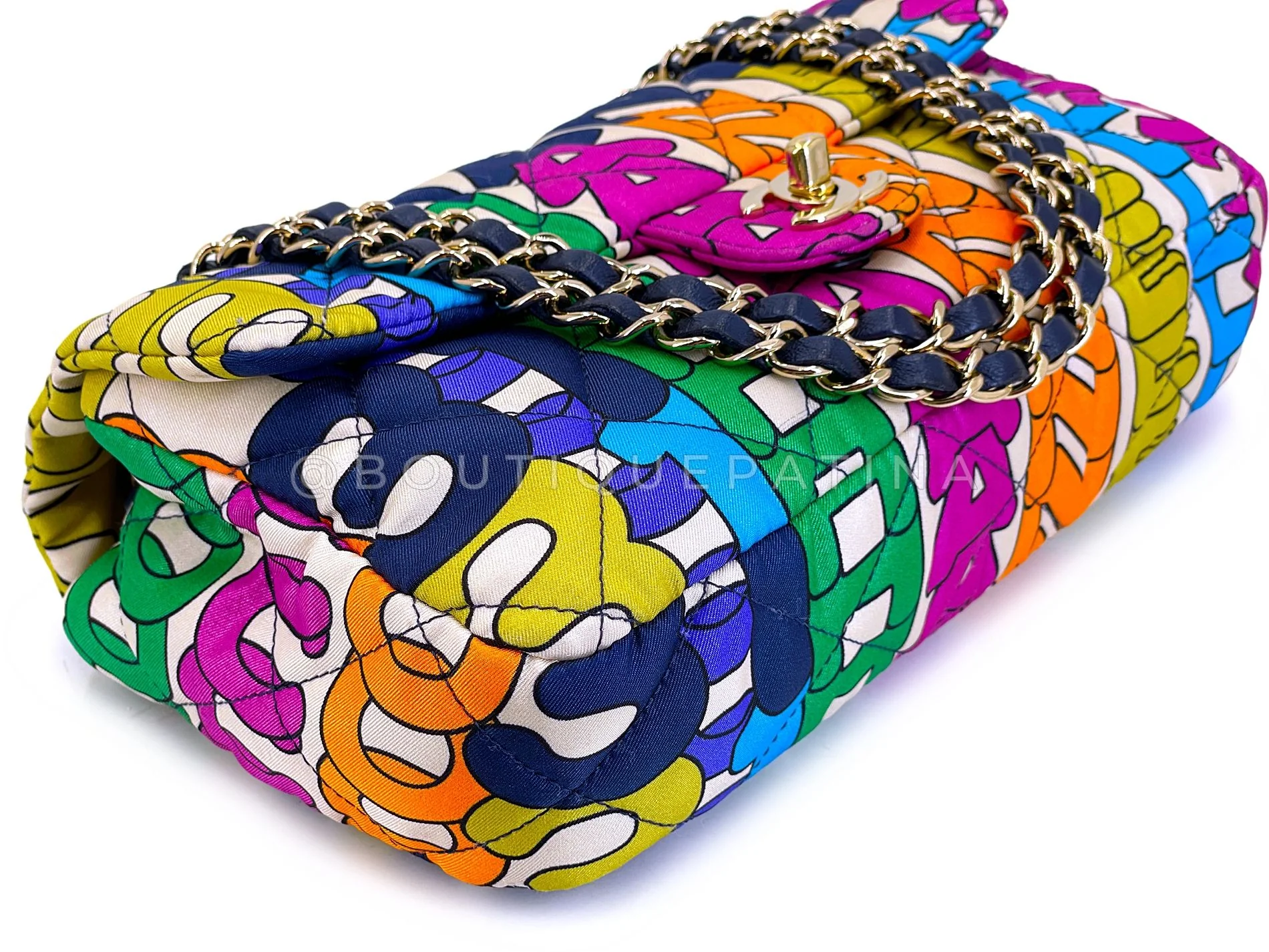 Chanel 21K Rainbow Letter Quilted Logo Flap Bag GHW RN0 - Image 7