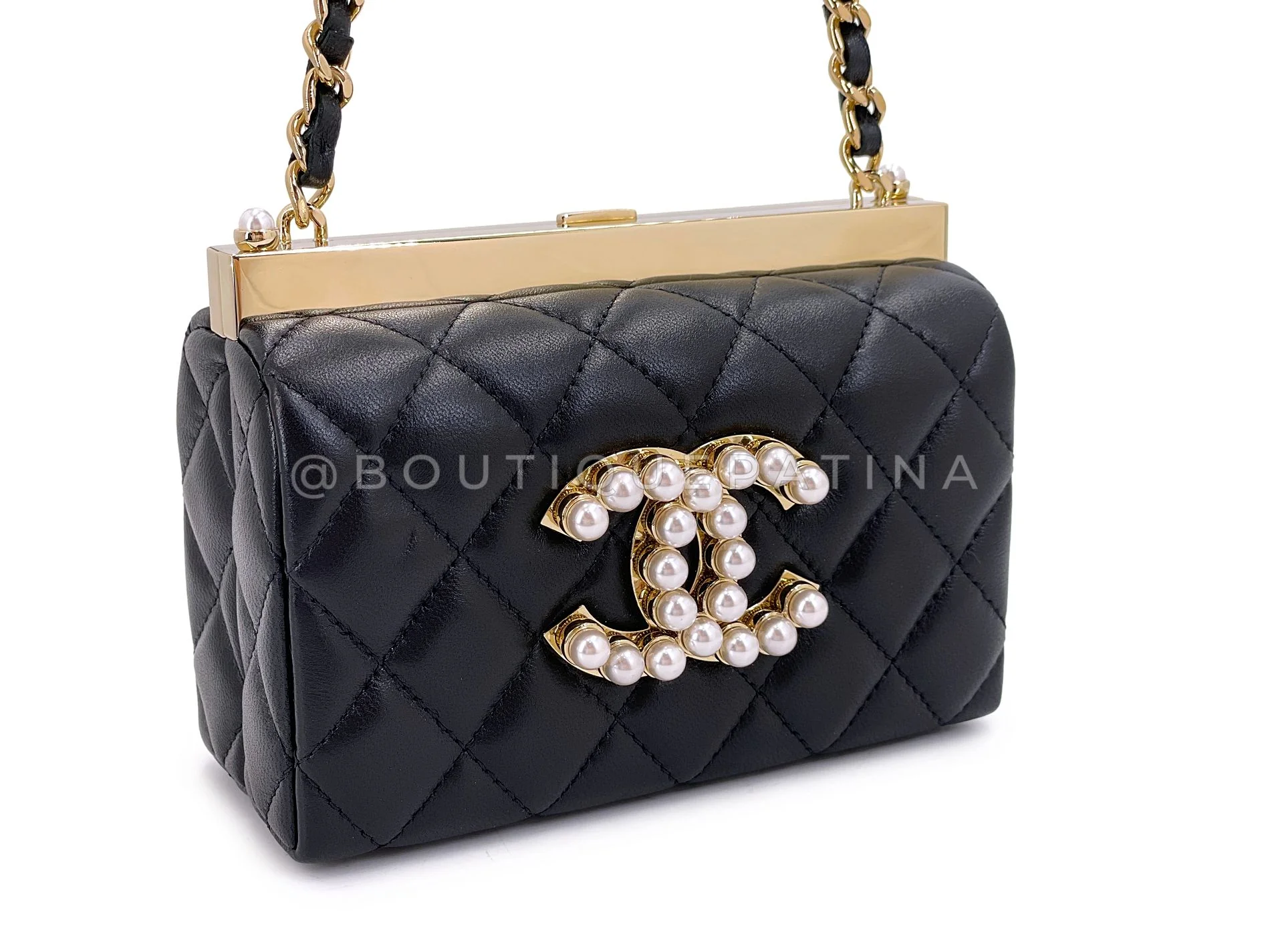 Chanel 23A Pearl CC Logo Framed Minaudière Evening Clutch Bag GHW H2I - Image 4