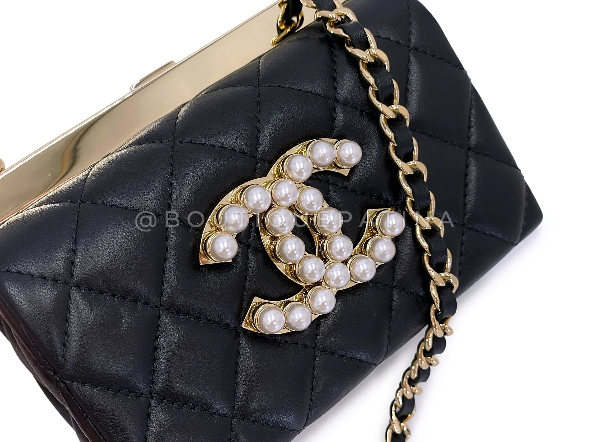 Chanel 23A Pearl CC Logo Framed Minaudière Evening Clutch Bag GHW H2I - Image 8