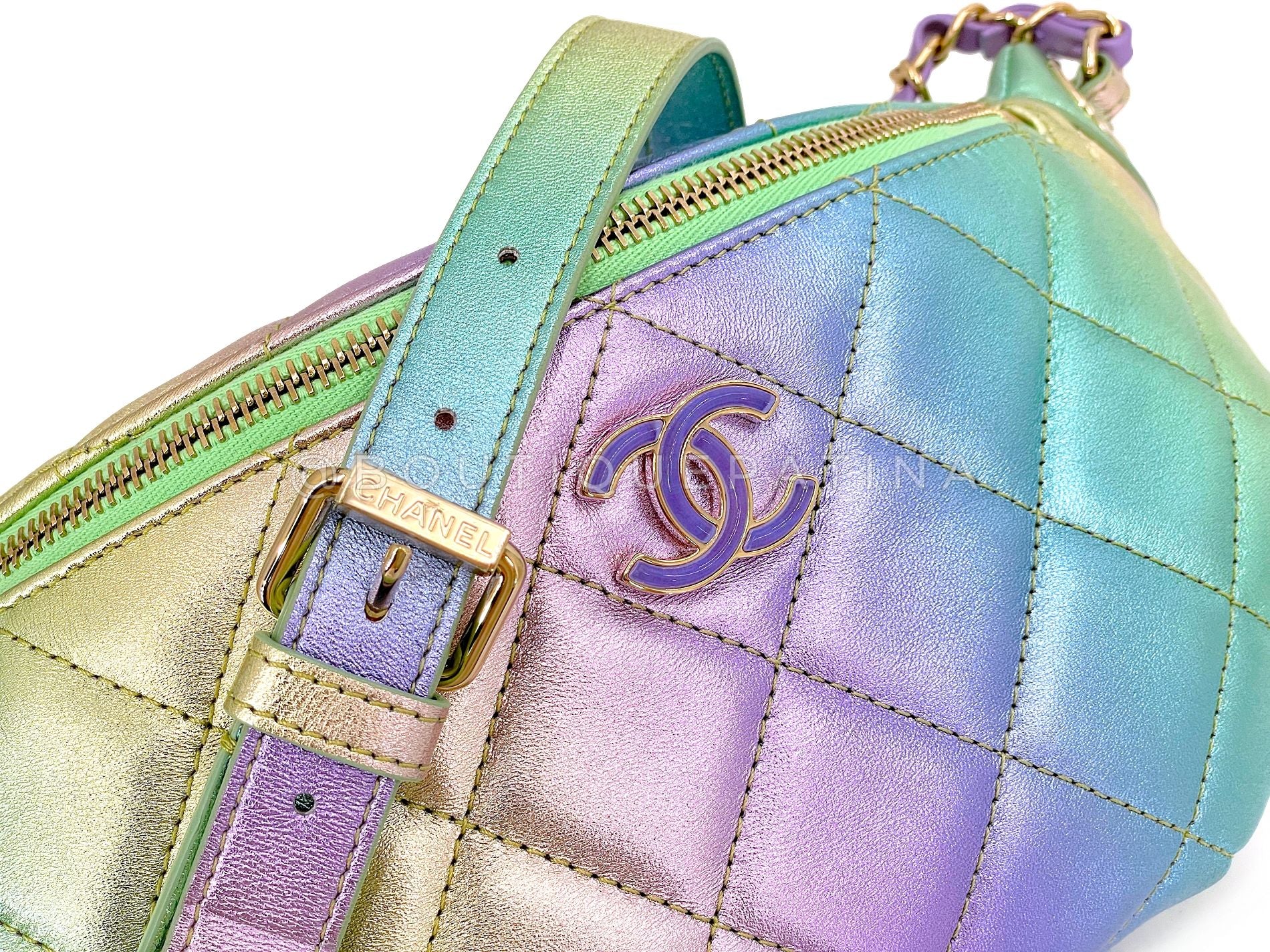 Chanel 24C Ombre Gradient Rainbow Iridescent Metallic Fanny Pack Bum Bag 5BL - Image 9