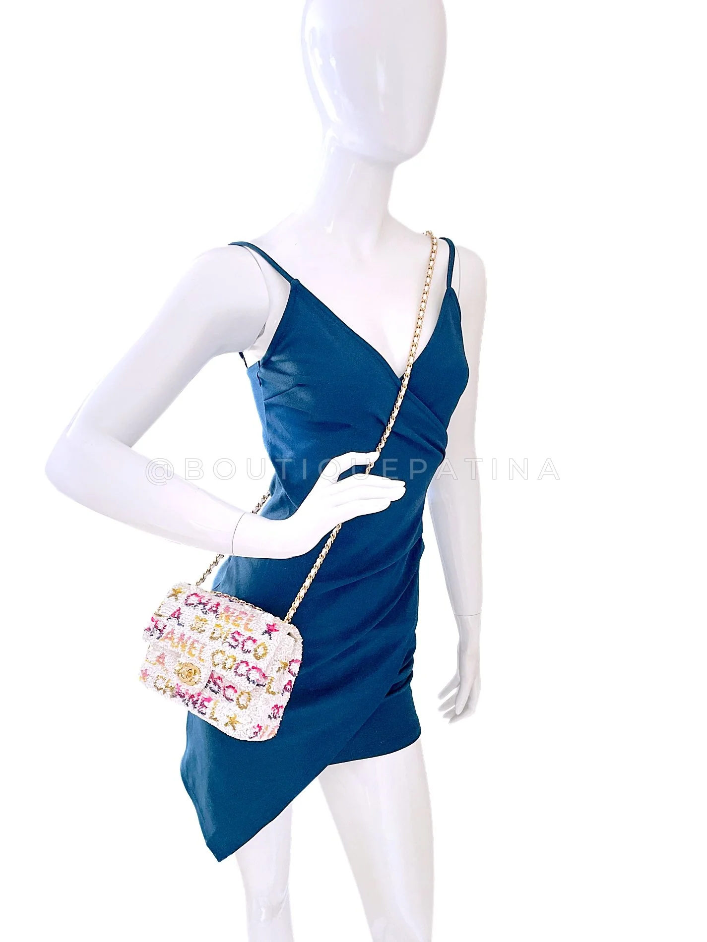 Chanel 24C White Letter Sequin Paris LA Mini Flap Bag GHW XXP - Image 14