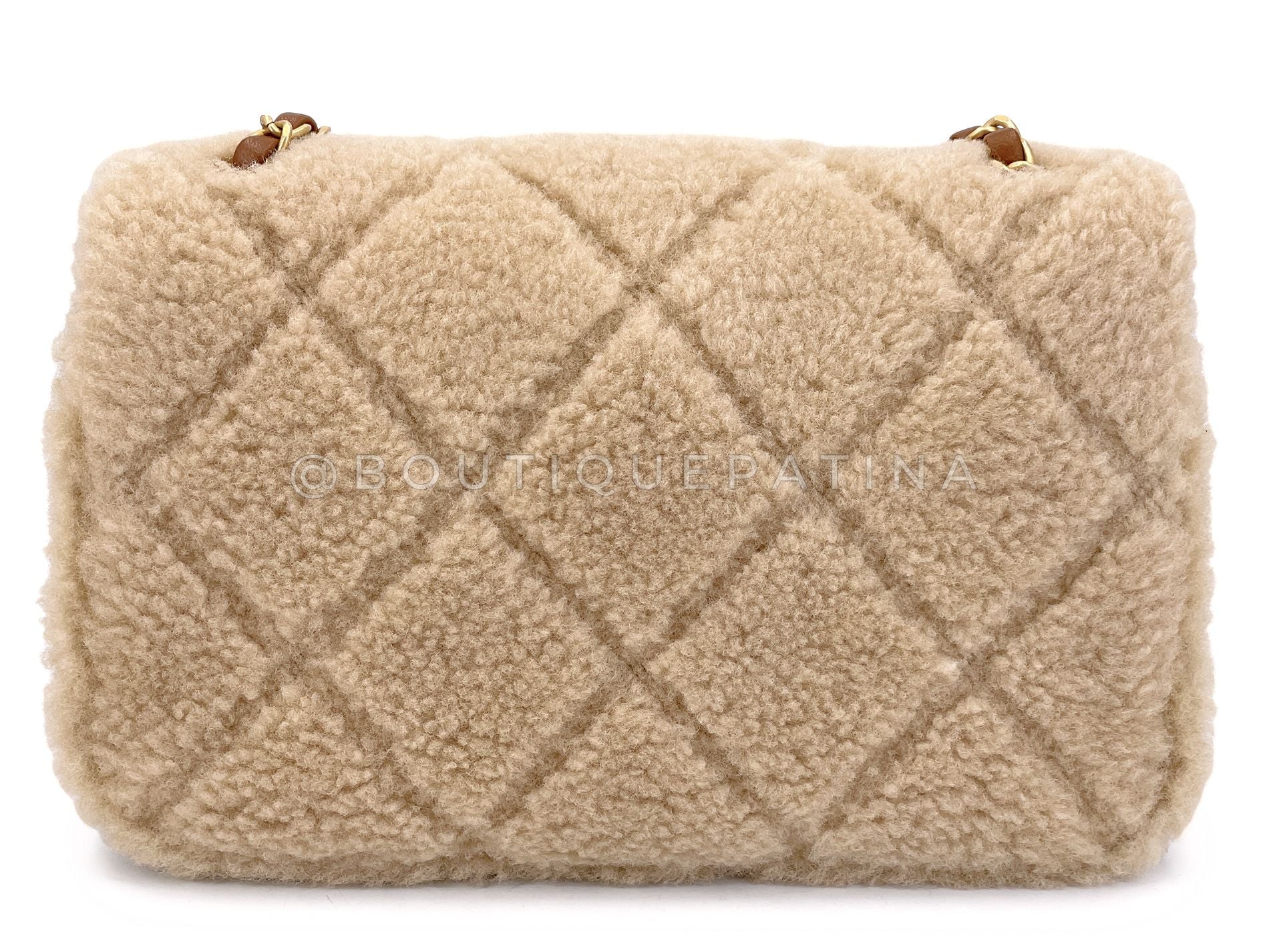 Chanel 24K Brown Shearling Medium Flap Bag GHW DW7 - Image 5
