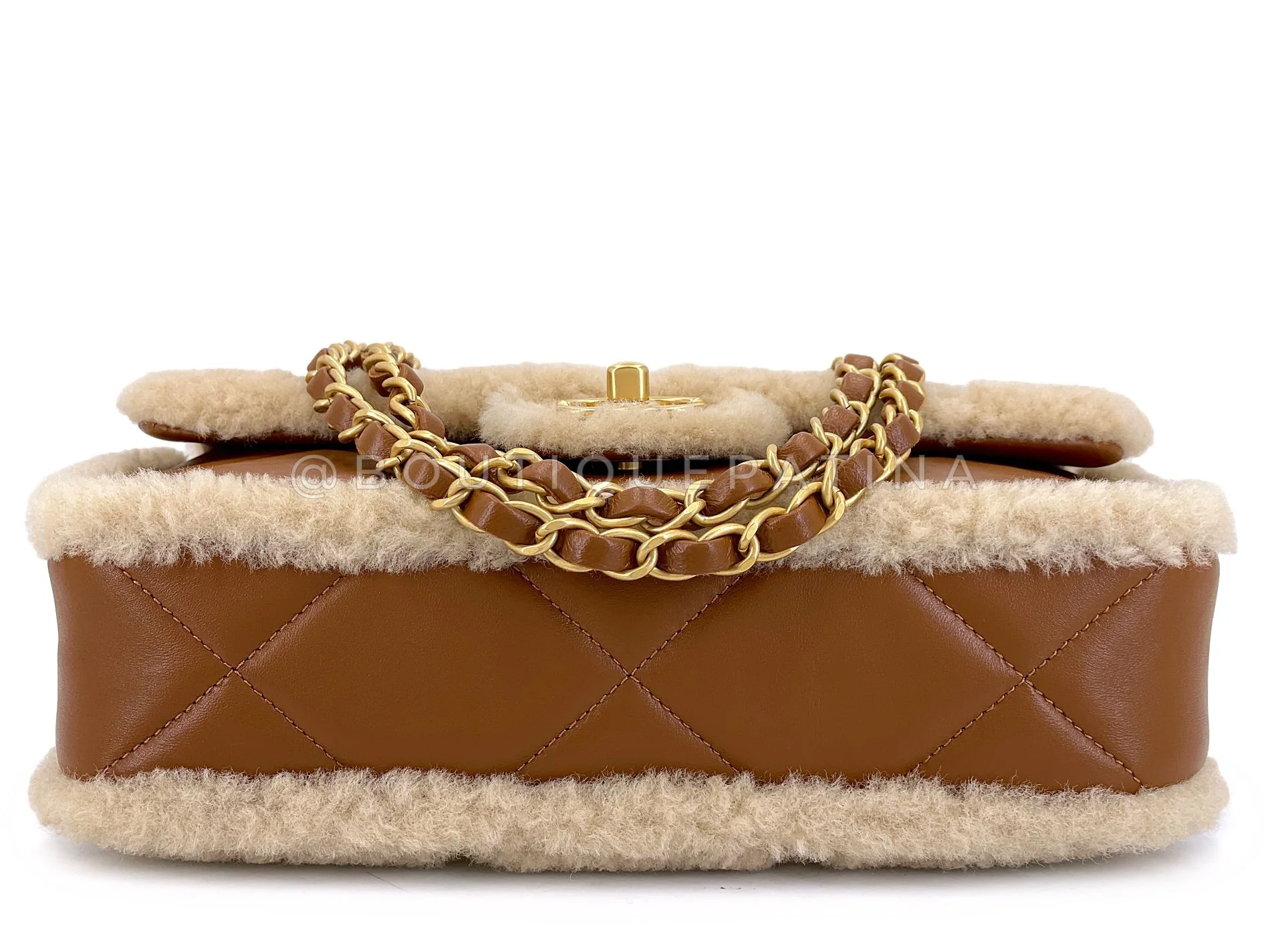 Chanel 24K Brown Shearling Medium Flap Bag GHW DW7 - Image 6
