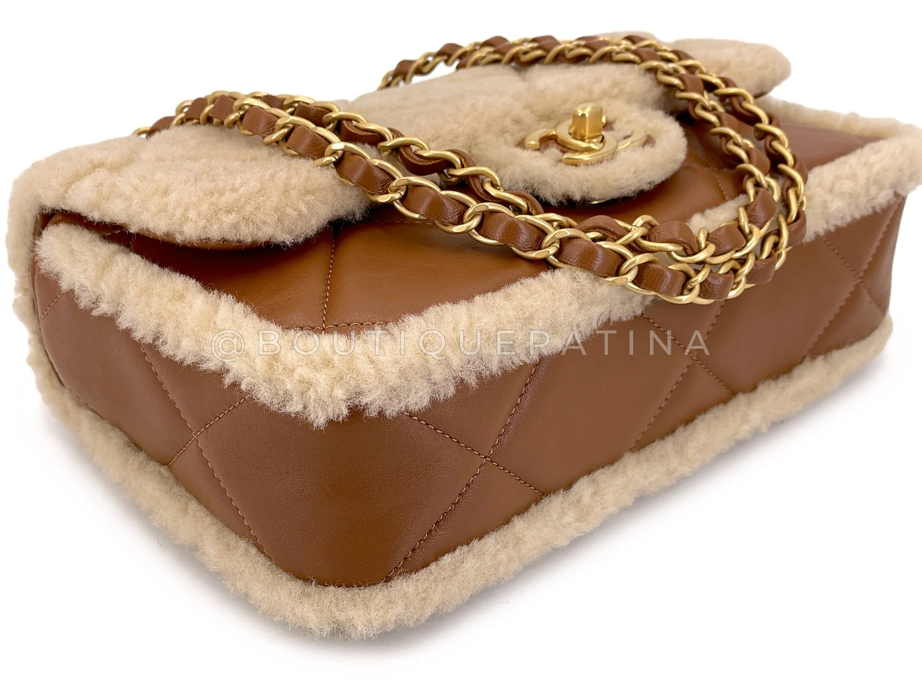 Chanel 24K Brown Shearling Medium Flap Bag GHW DW7 - Image 7
