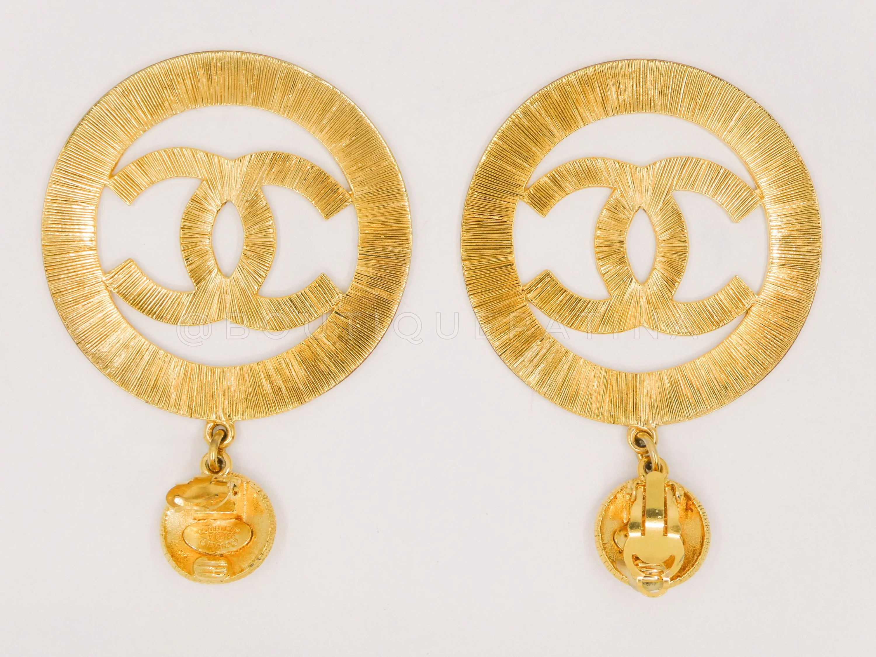 Chanel 93A Vintage Giant Sunburst Statement Hoop Drop Earrings - Image 2