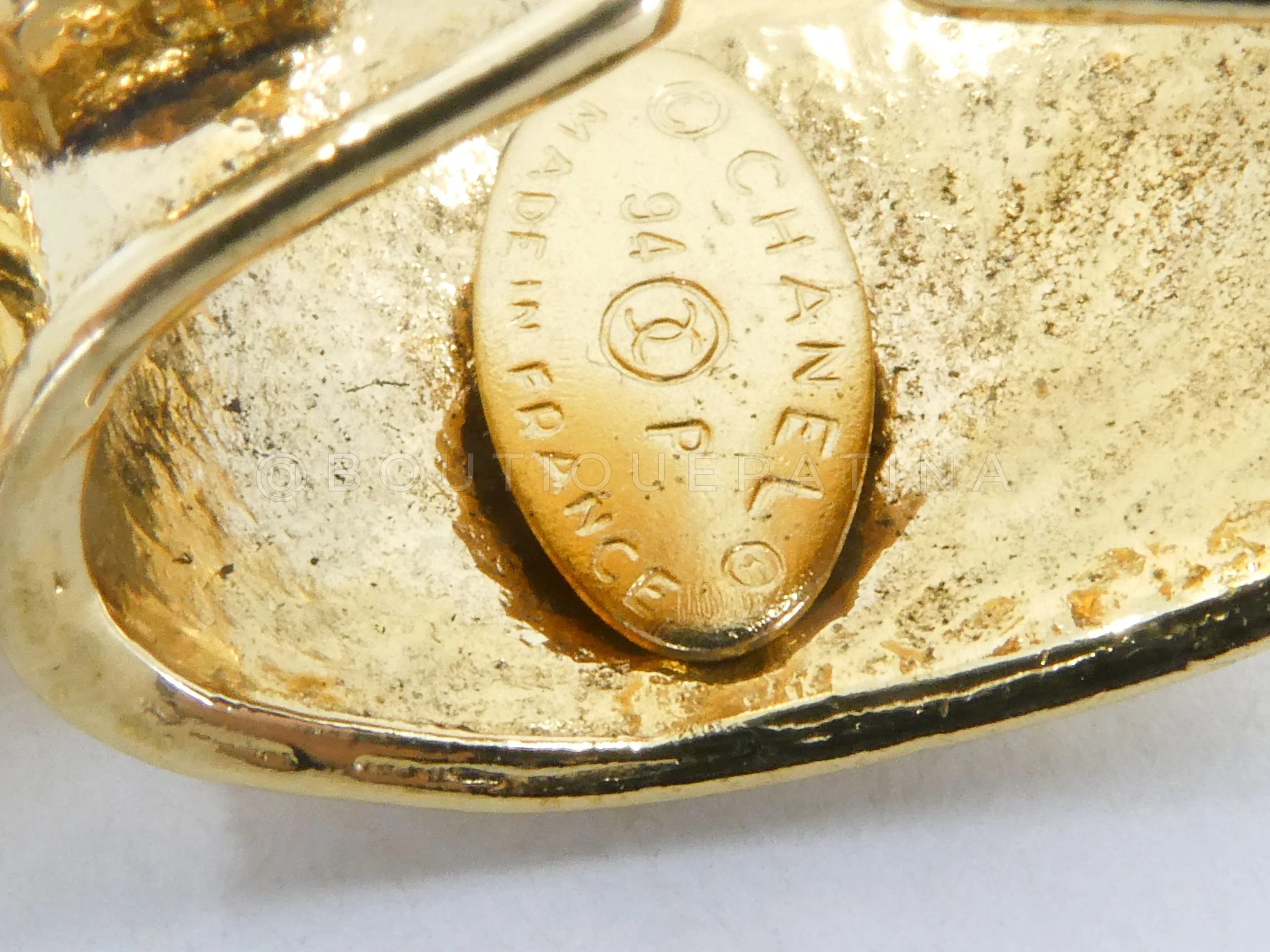 Chanel Vintage Large CC Logo Drop Earrings 94P Statement 24k GHW NVL - Image 3