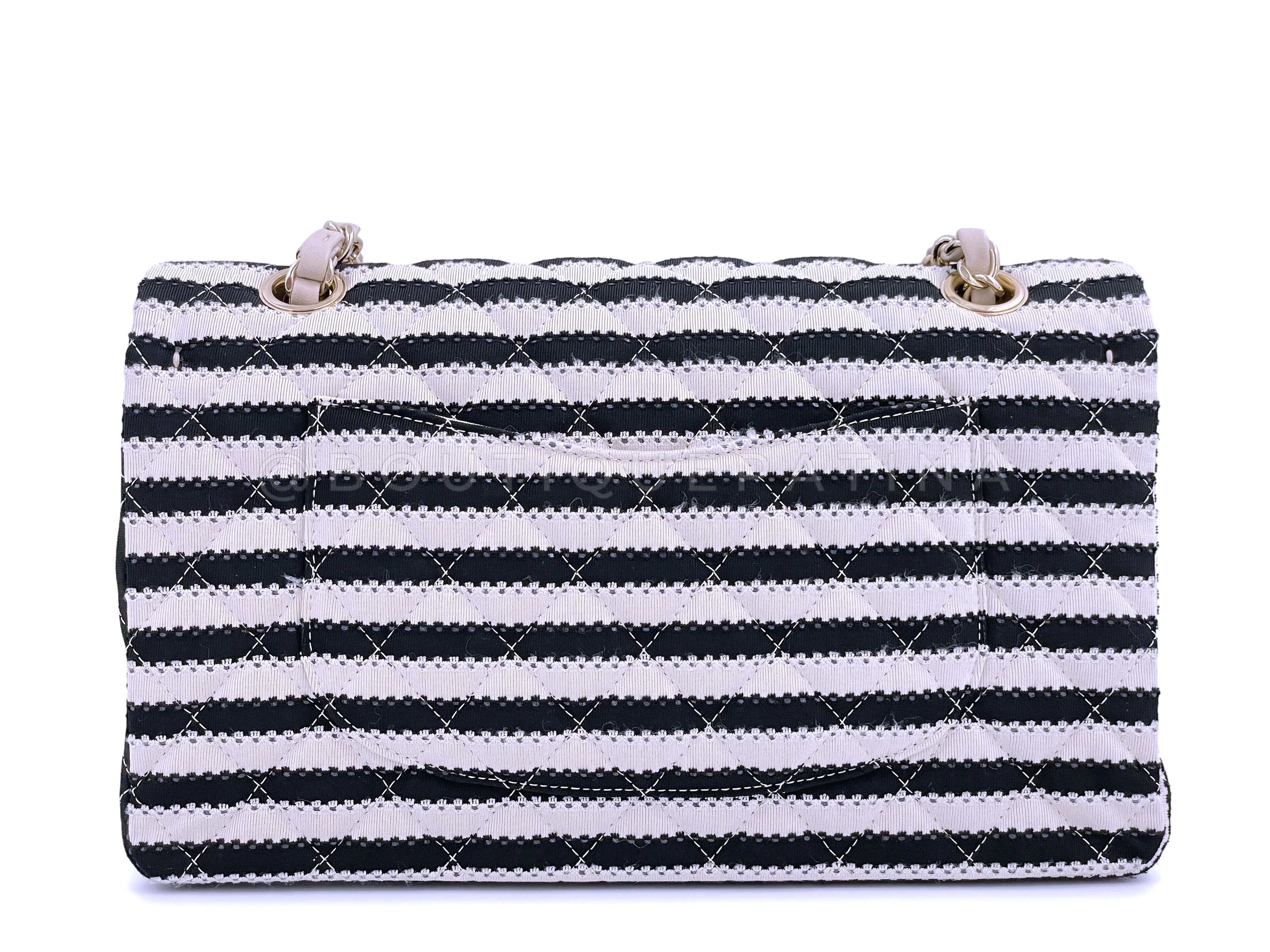 Chanel Beige-Black Coco Sailor Pearls Medium Classic Double Flap Bag GHW - Image 5