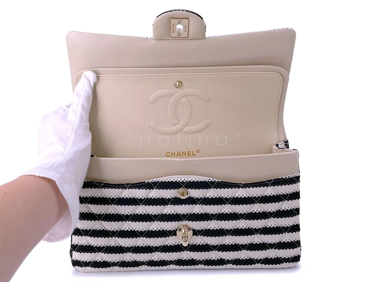 Chanel Beige-Black Coco Sailor Pearls Medium Classic Flap Bag GHW - Image 10