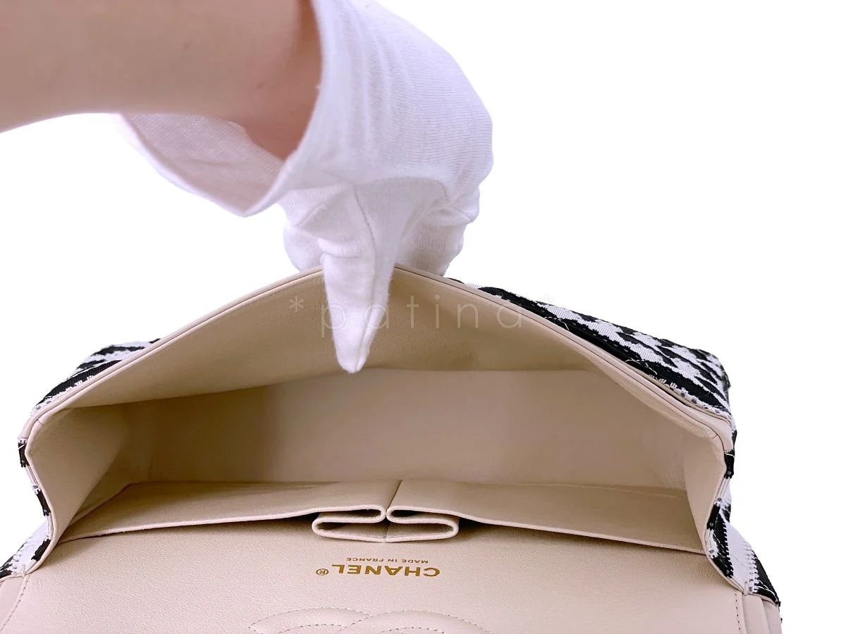 Chanel Beige-Black Coco Sailor Pearls Medium Classic Flap Bag GHW - Image 11
