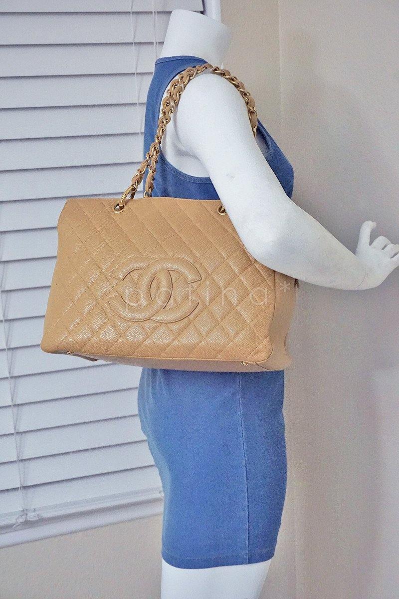 Chanel Beige Caviar Classic Grand Shopper Tote Original GST Shopping Bag - Image 13