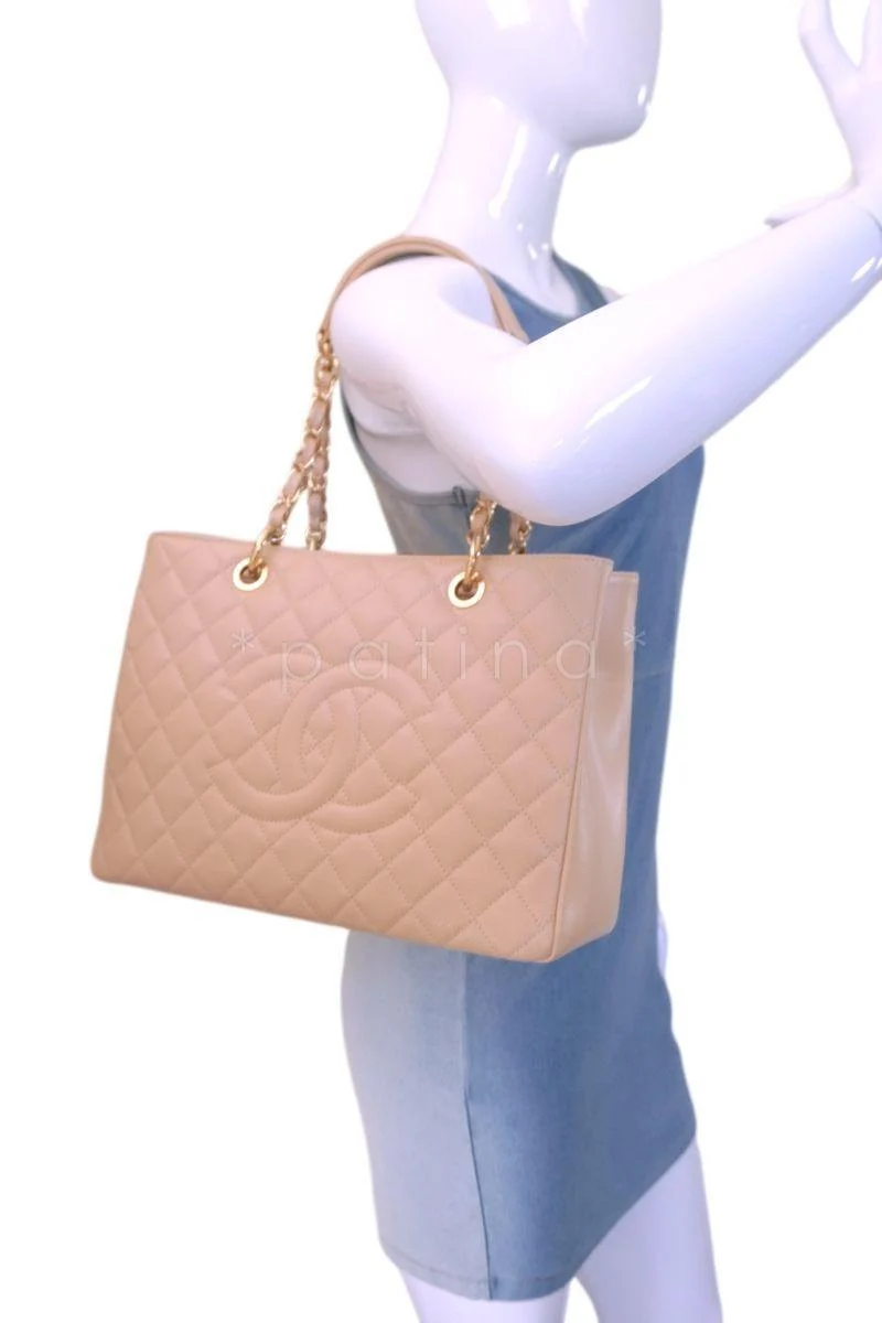 Chanel Beige Caviar Grand Shopper Tote GST Bag GHW - Image 13