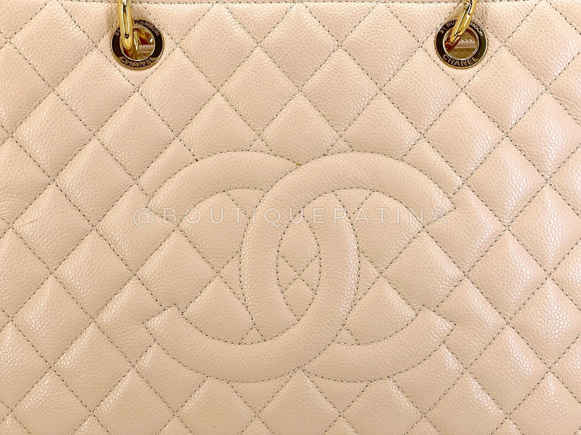 Chanel Beige Caviar Grand Shopper Tote GST Bag GHW SJU - Image 8