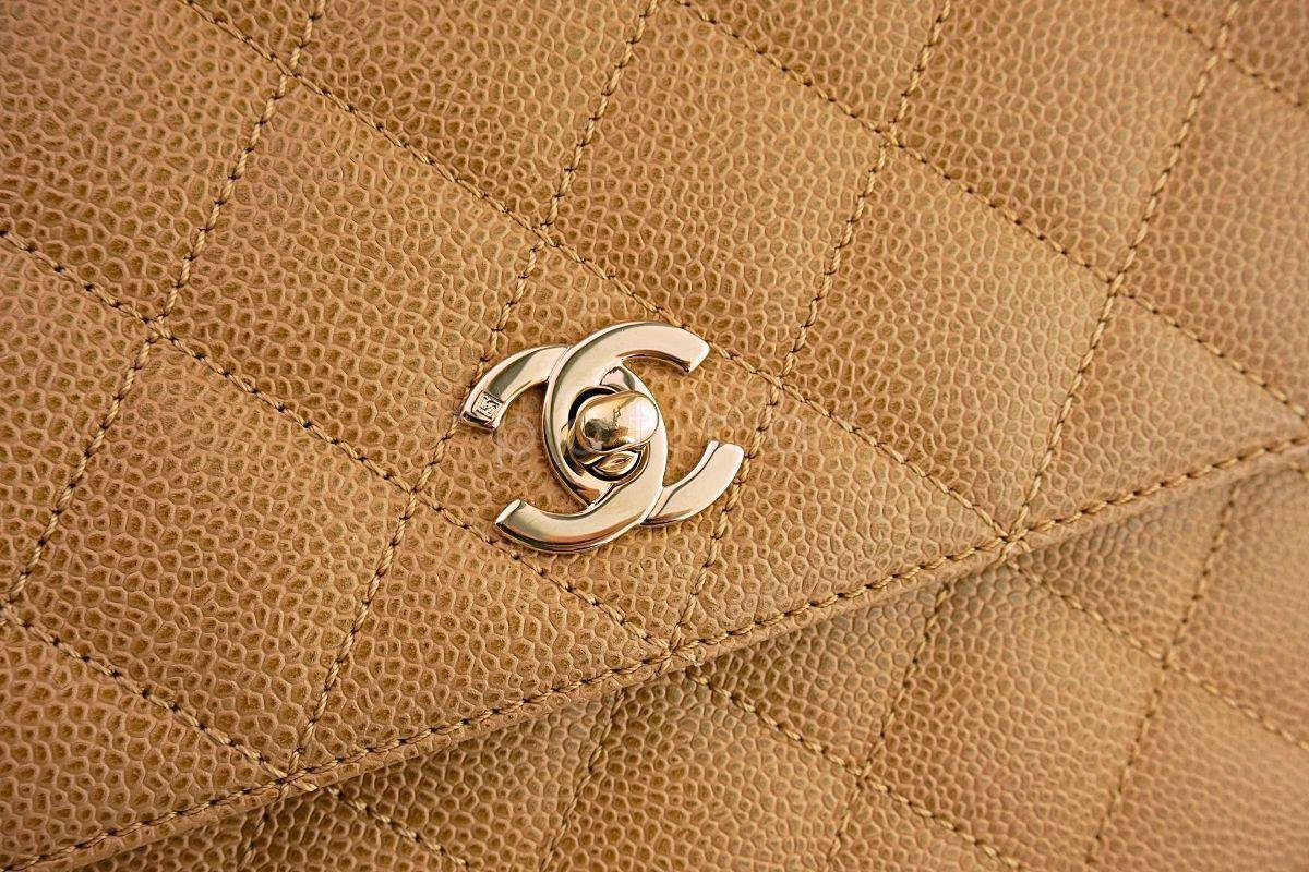 Chanel Beige Caviar Large Classic Kelly Flap Bag 24k GHW - Image 7
