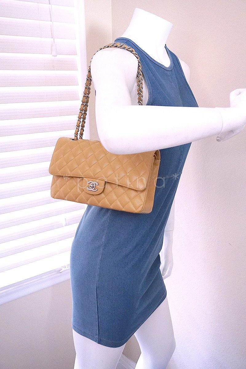 Chanel Beige Caviar Medium Classic 2.55 Double Flap Bag - Image 14