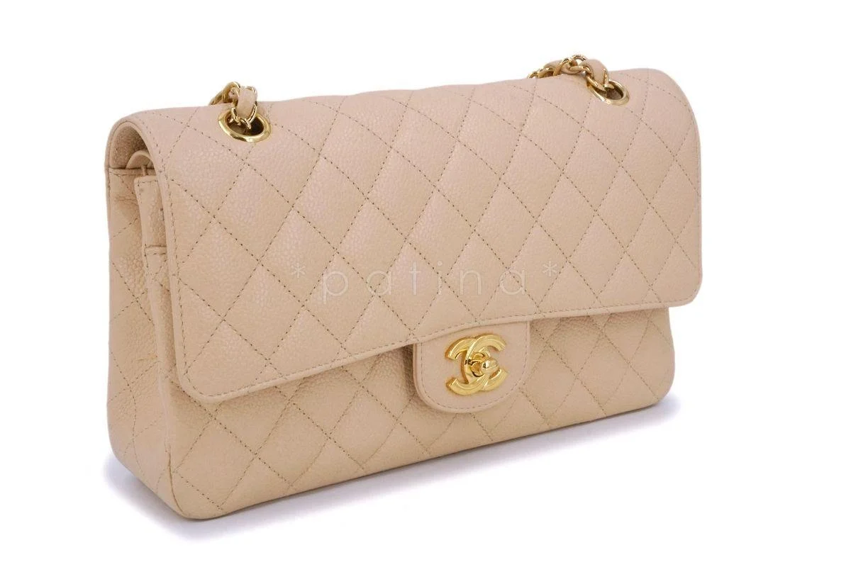 Chanel Beige Clair Caviar Medium Classic Double Flap Bag GHW - Image 3