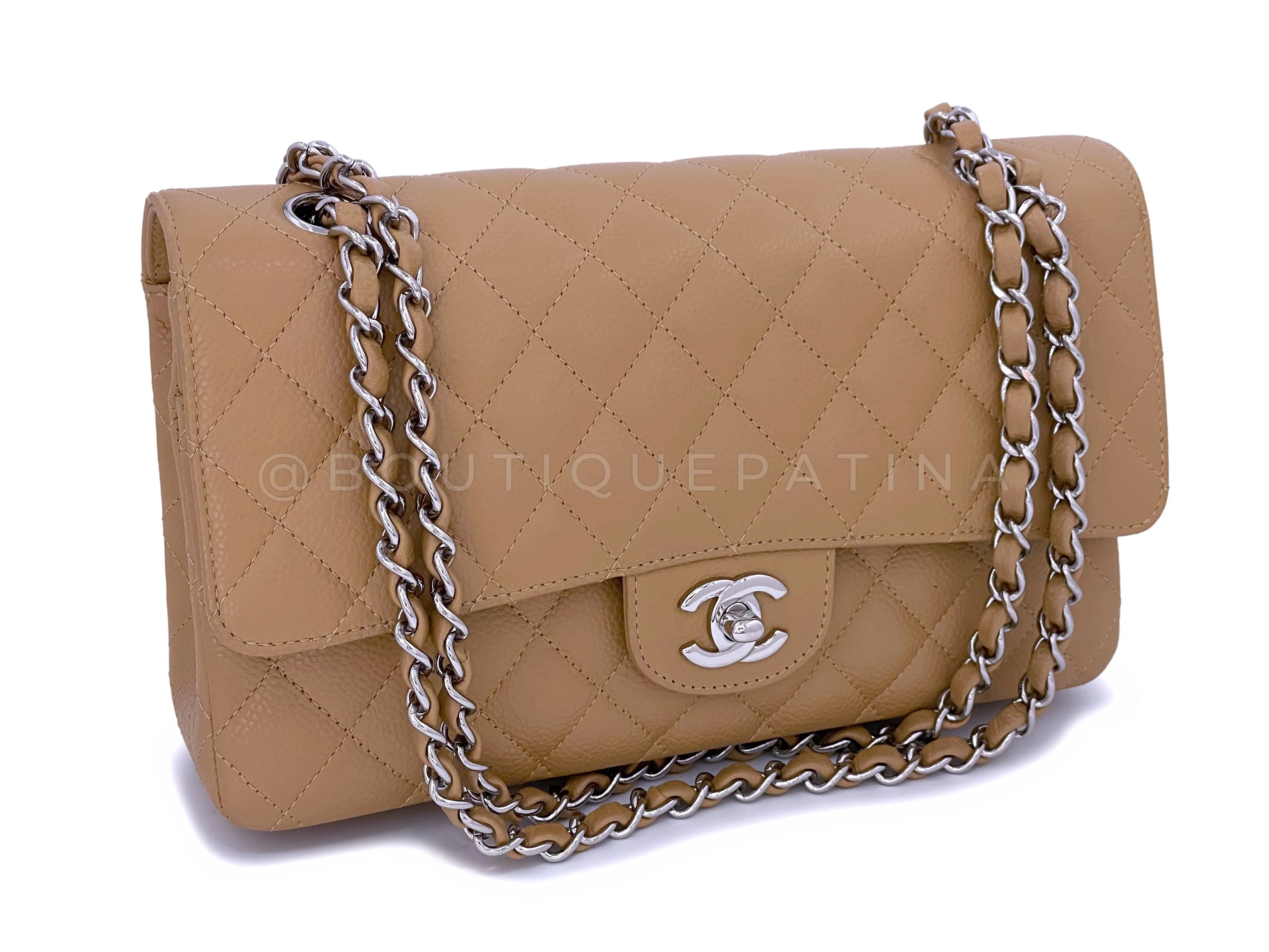 Chanel Beige Caviar Medium Classic Double Flap Bag SHW - Image 2