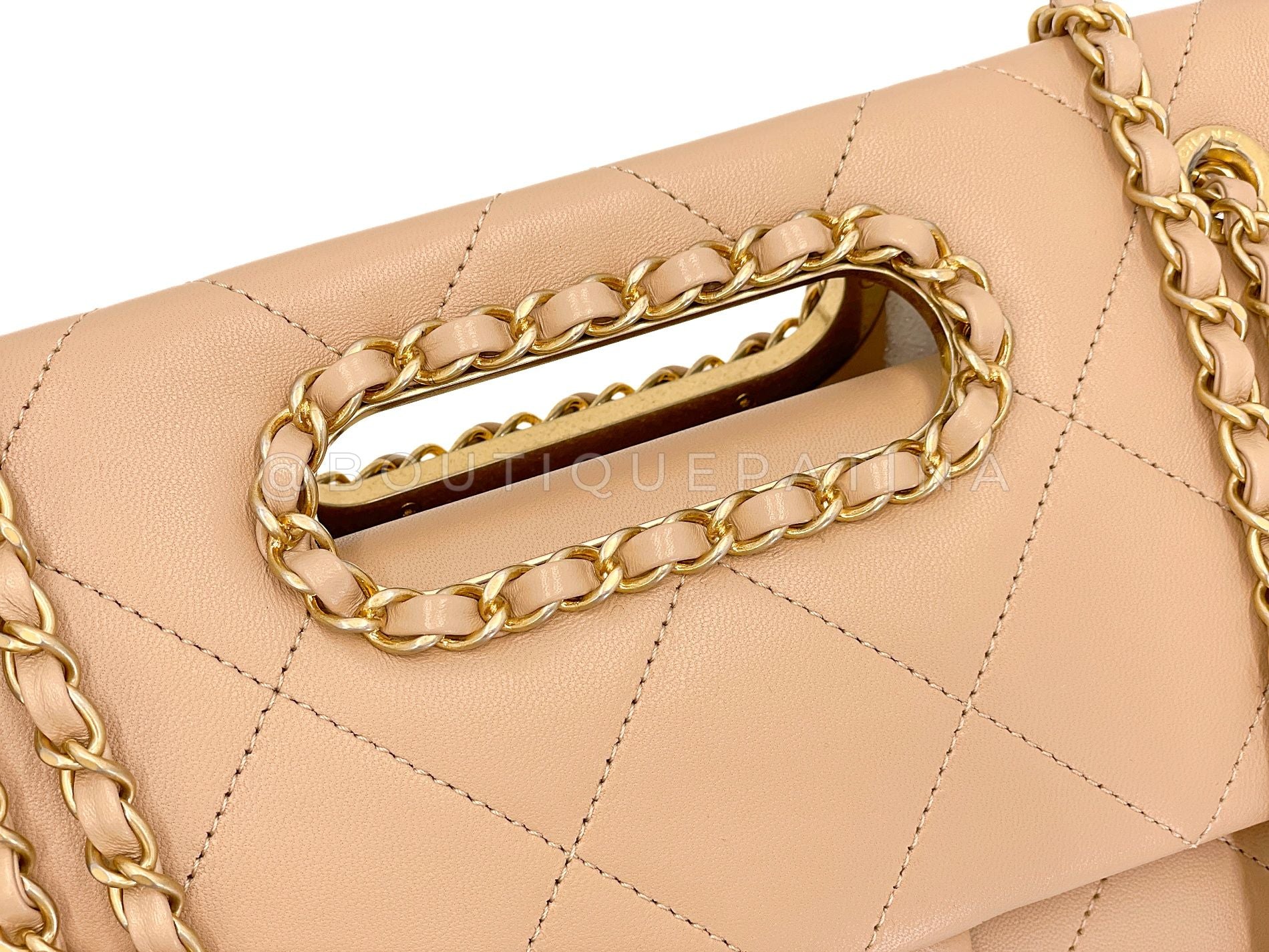 Chanel Beige Chain Handle A Real Catch Flap Bag GHW TTZ - Image 8