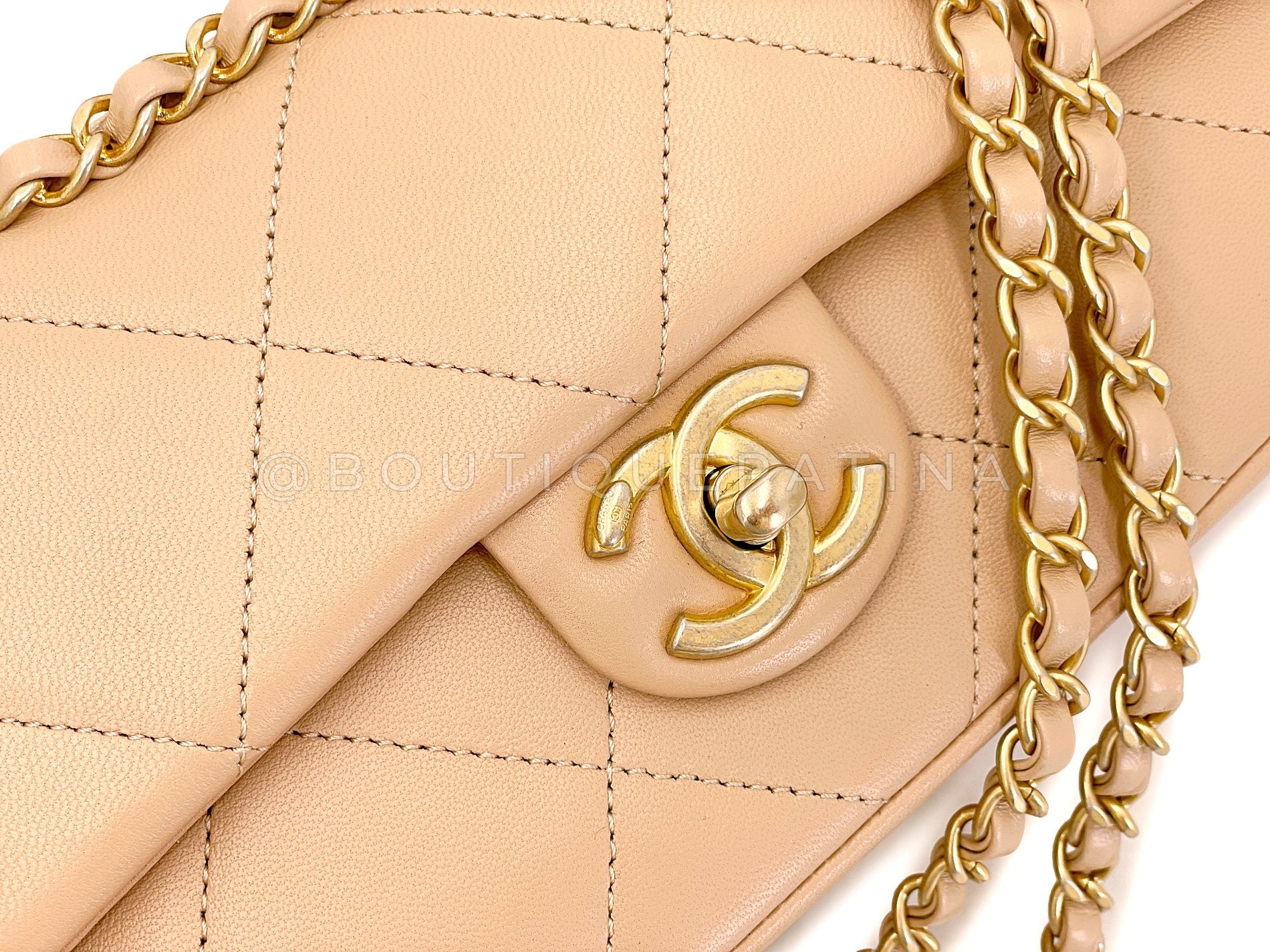 Chanel Beige Chain Handle A Real Catch Flap Bag GHW TTZ - Image 9