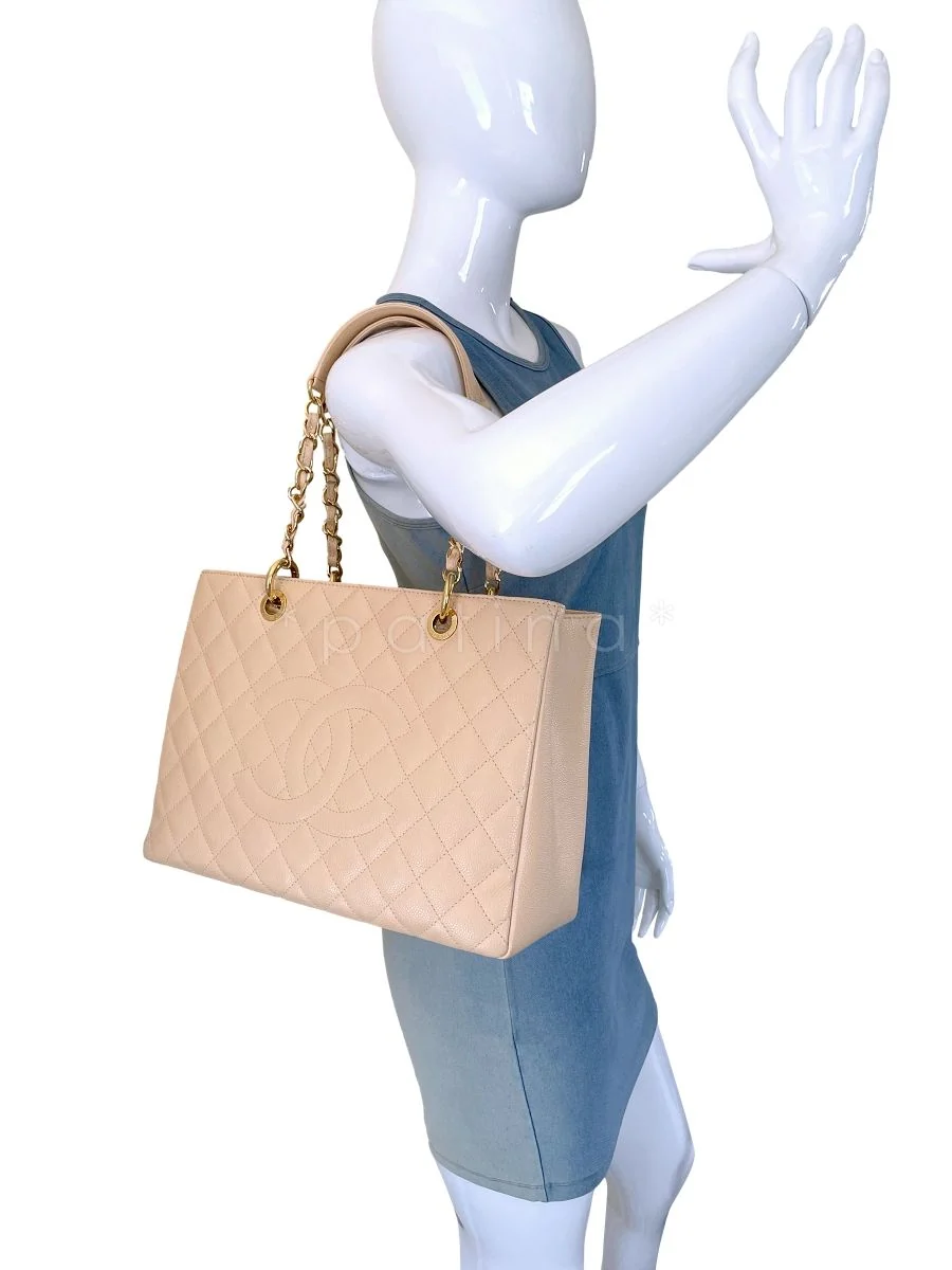Chanel Beige Clair Caviar Grand Shopper Tote GST Bag GHW - Image 12