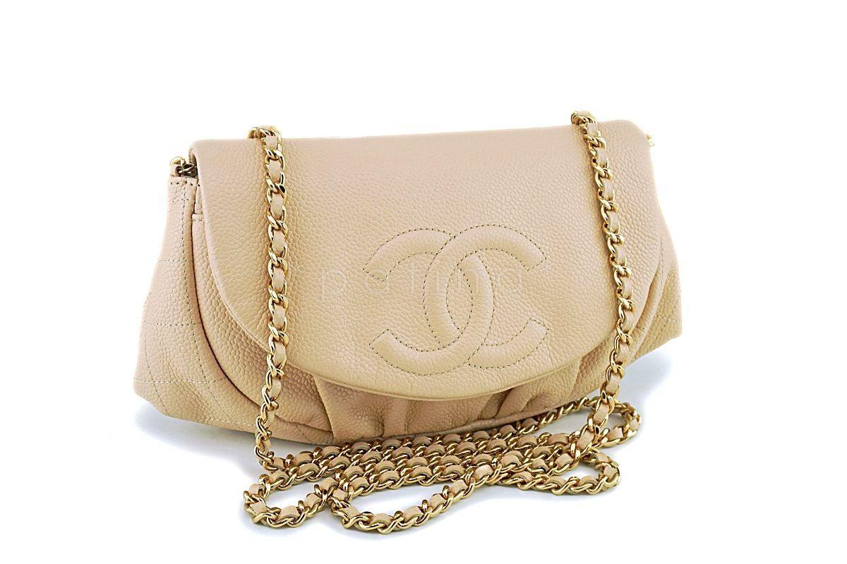 Chanel Beige Clair Caviar Half Moon WOC Wallet on Chain Flap Bag GHW - Image 2