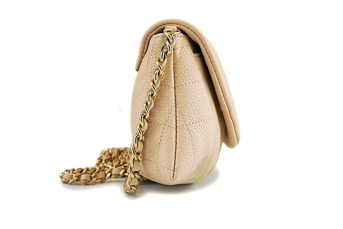 Chanel Beige Clair Caviar Half Moon WOC Wallet on Chain Flap Bag GHW - Image 4