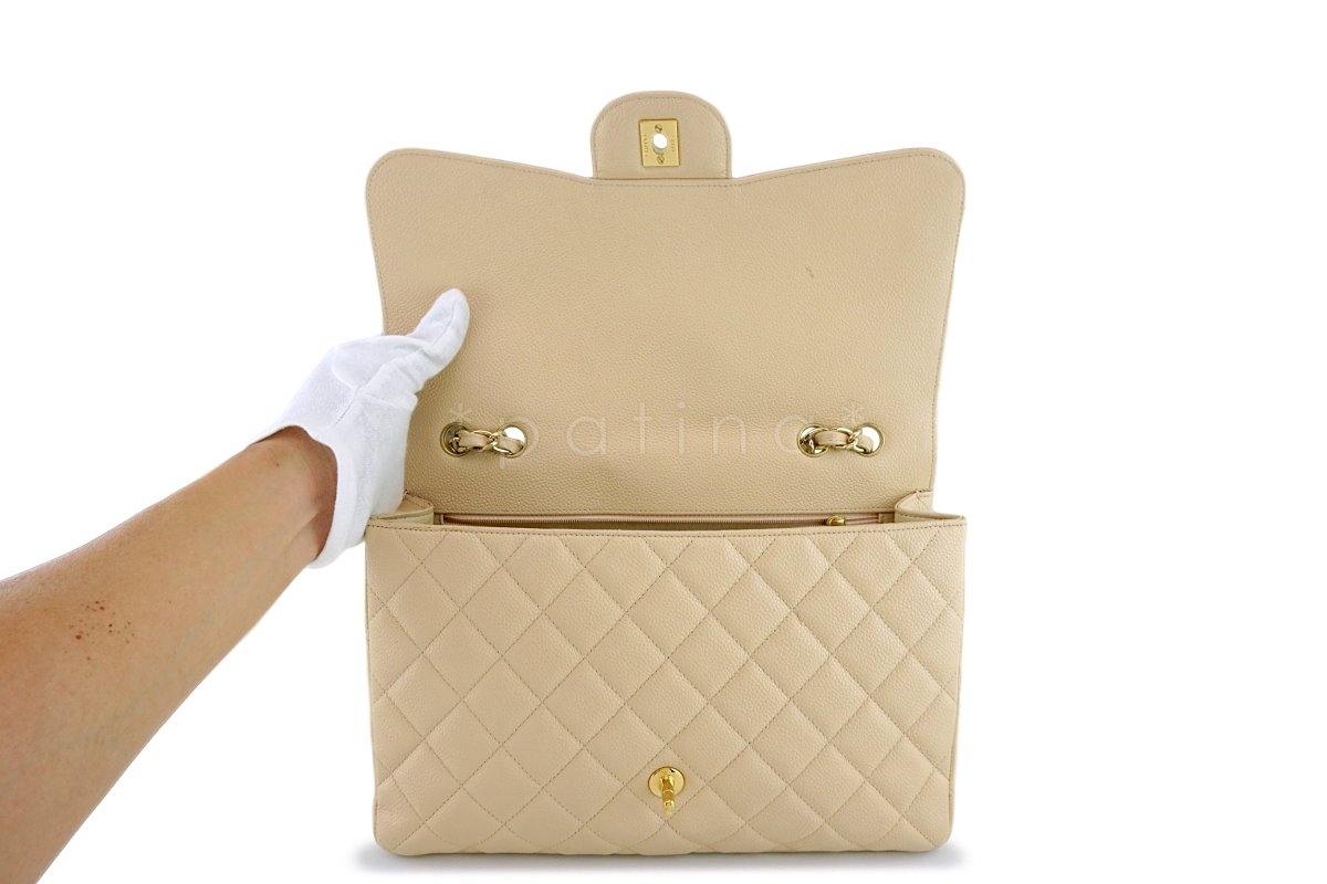 Chanel Beige Clair Caviar Jumbo 2.55 Classic Flap Bag GHW - Image 9