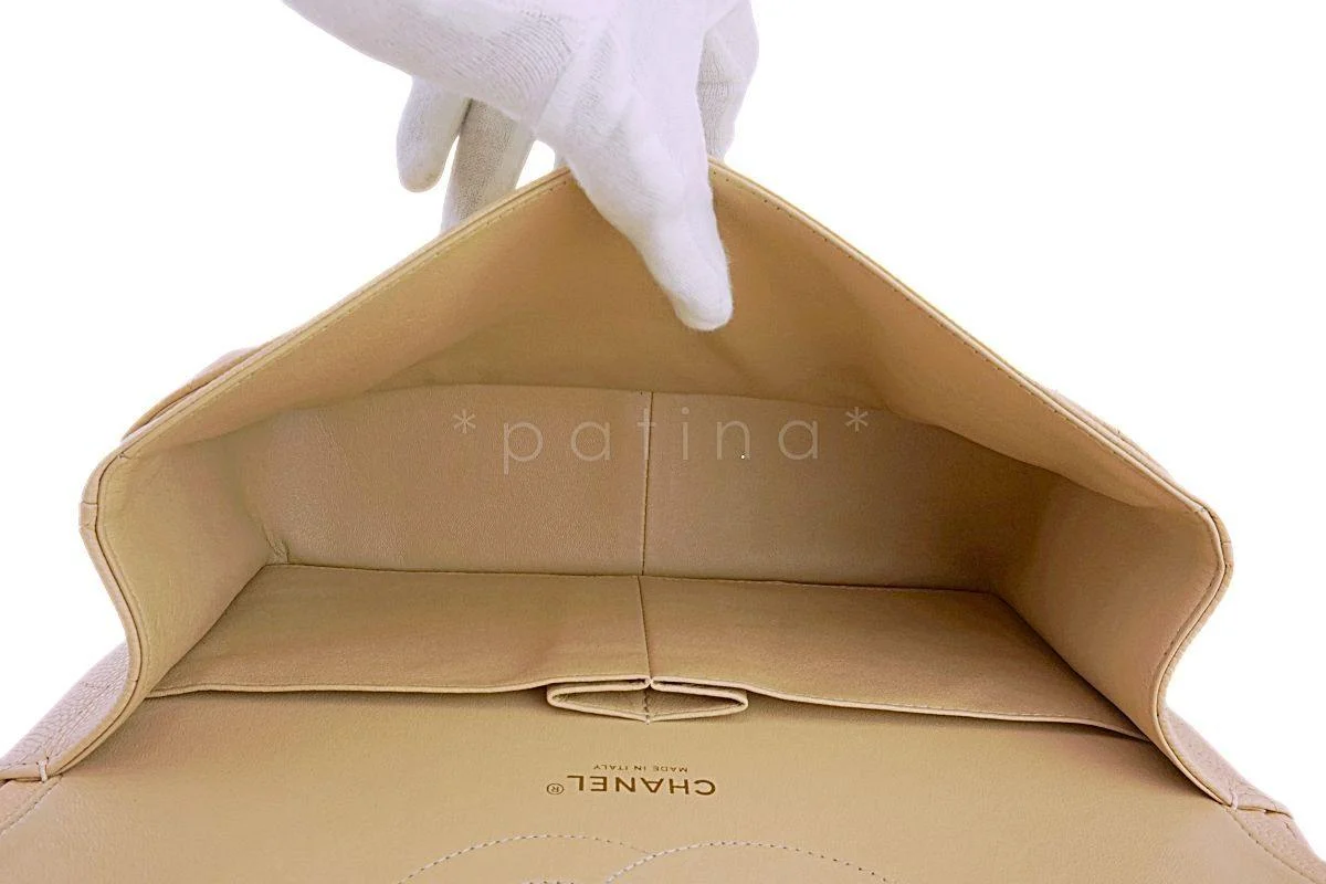 Chanel Beige Clair Caviar Jumbo Classic Double Flap Bag GHW - Image 10