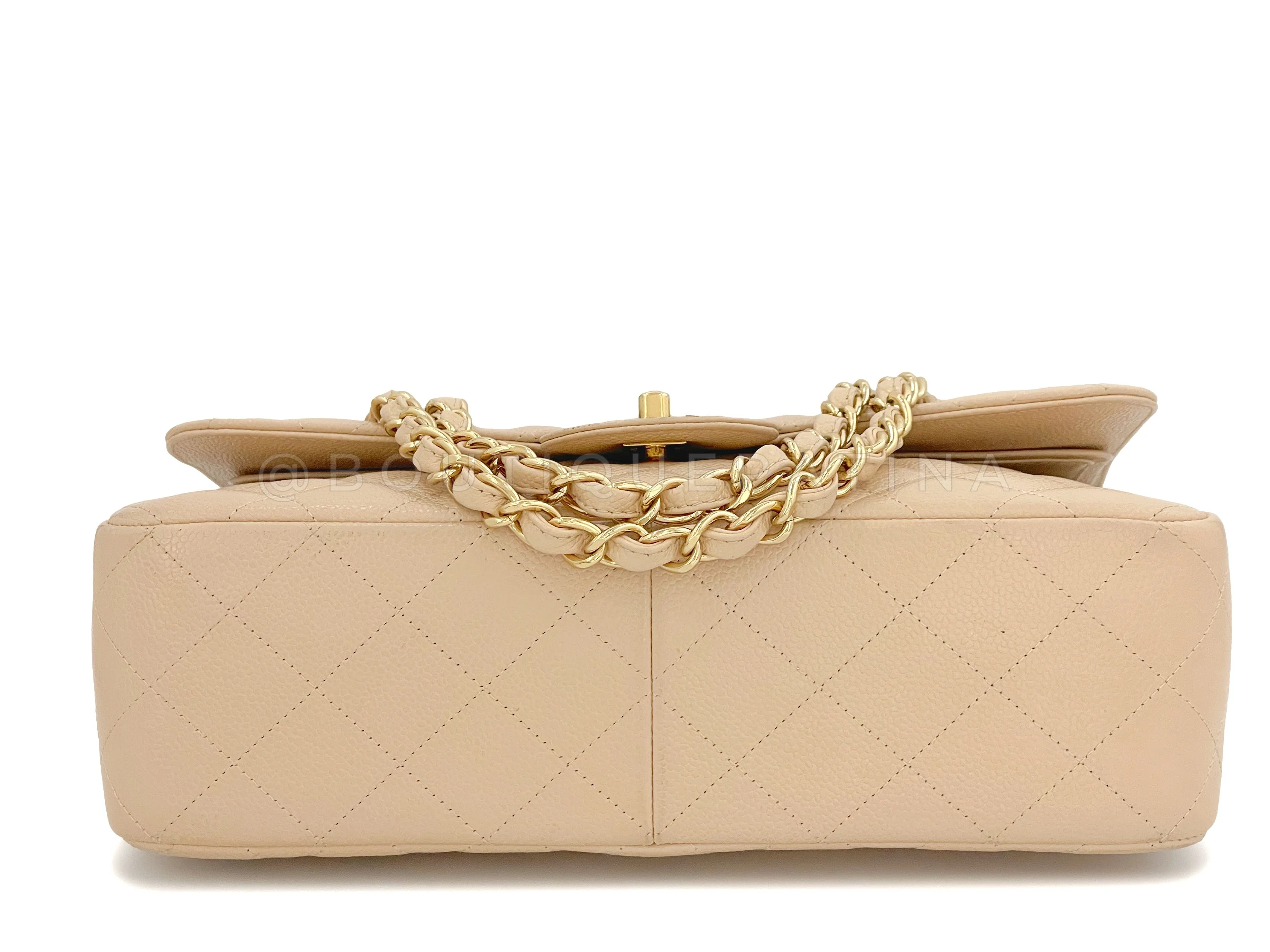 Chanel Beige Clair Caviar Jumbo Classic Double Flap Bag GHW - Image 6
