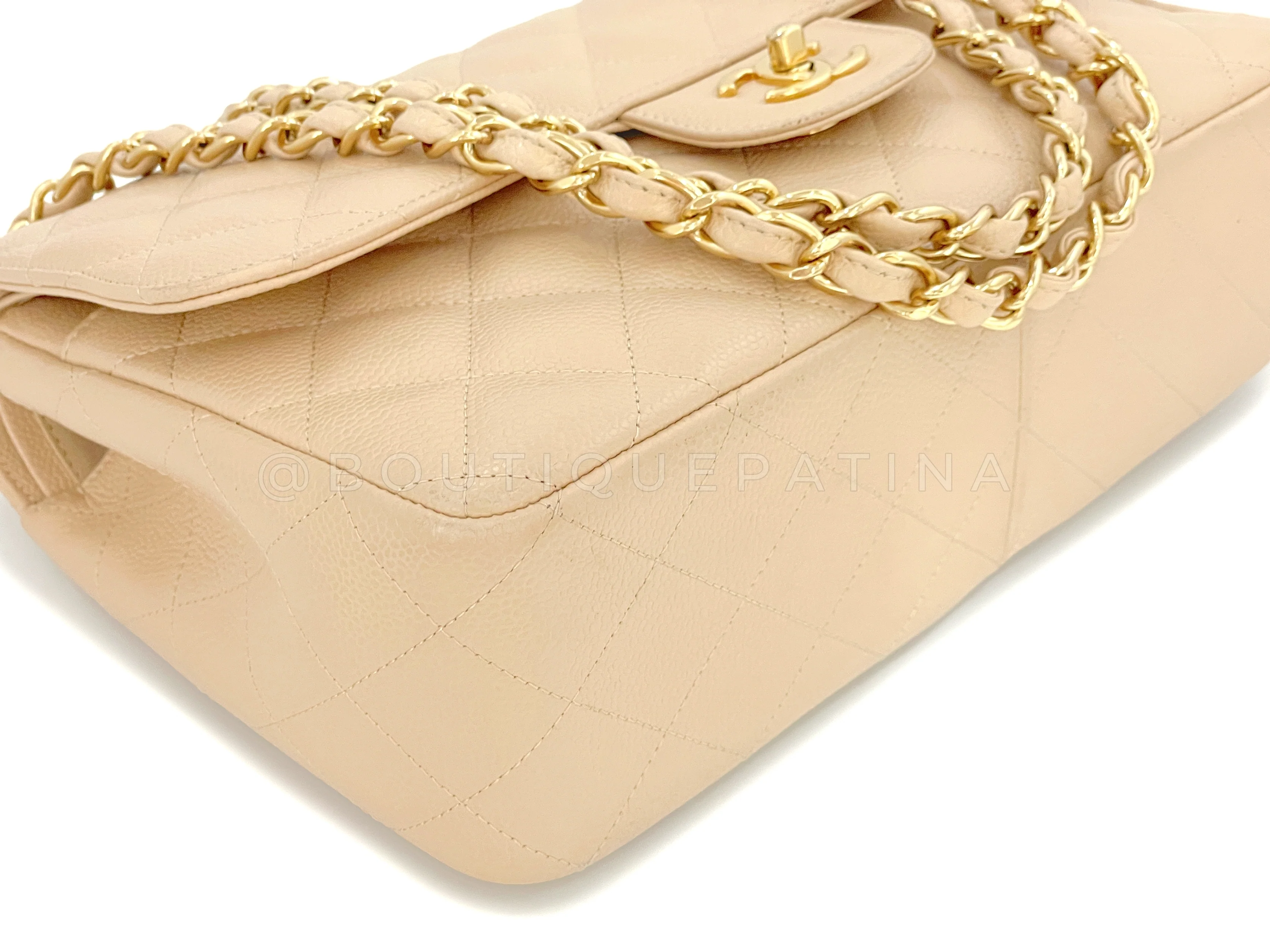 Chanel Beige Clair Caviar Jumbo Classic Double Flap Bag GHW - Image 7
