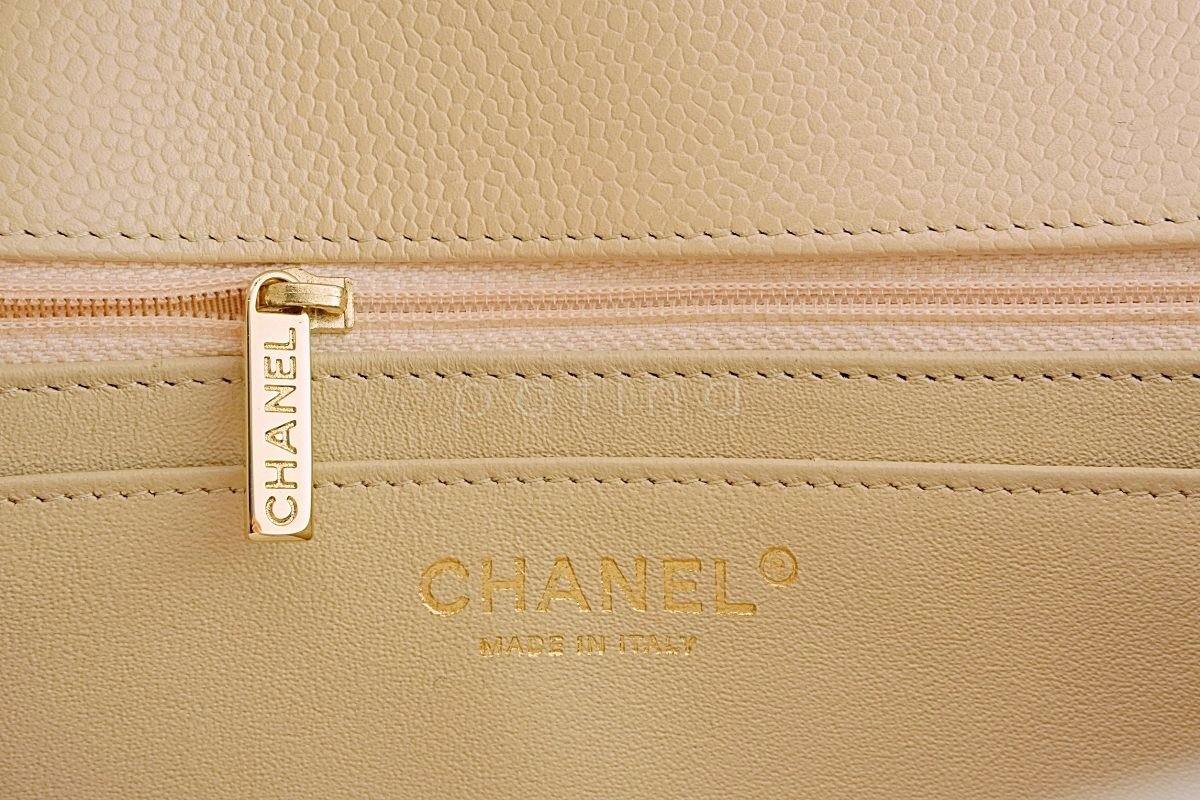 Chanel Beige Clair Caviar Jumbo Classic Flap Bag GHW - Image 11