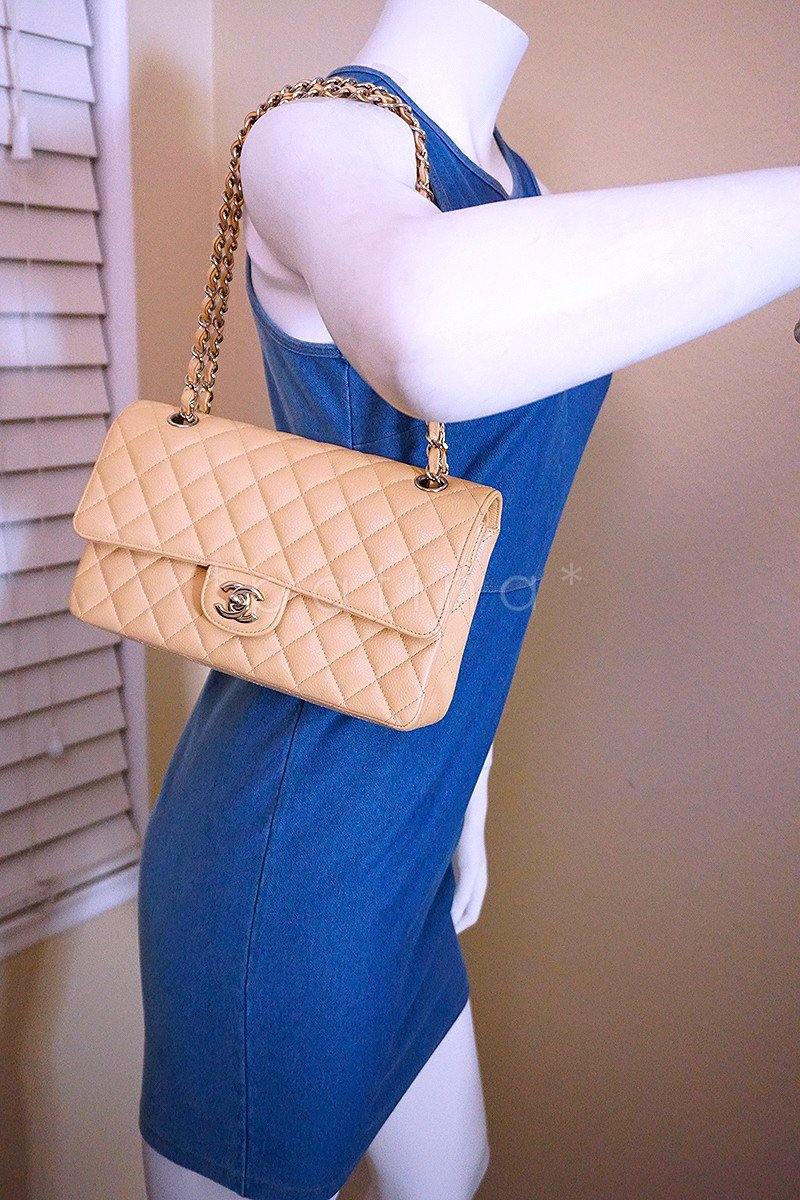 Chanel Beige Clair Caviar Medium Classic 2.55 Double Flap Bag - Image 14