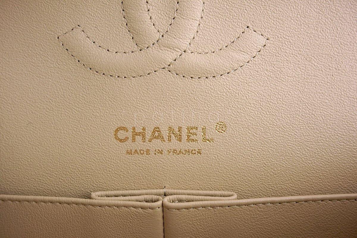 Chanel Beige Clair Caviar Medium Classic 2.55 Double Flap Bag GHW - Image 11