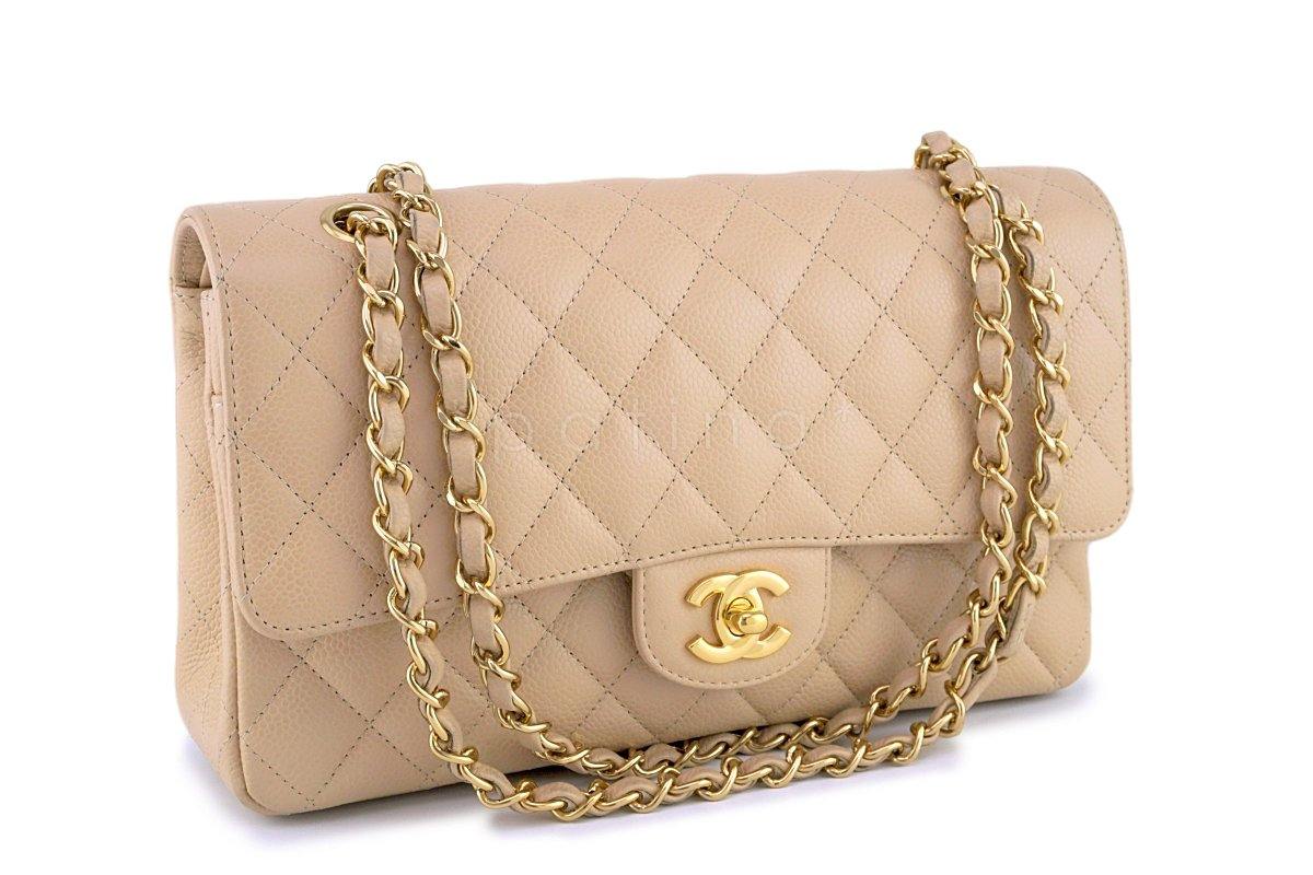 Chanel Beige Clair Caviar Medium Classic 2.55 Double Flap Bag GHW - Image 2