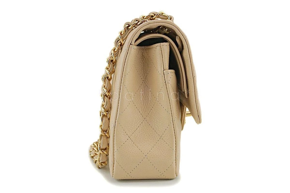 Chanel Beige Clair Caviar Medium Classic Double Flap Bag GHW - Image 4